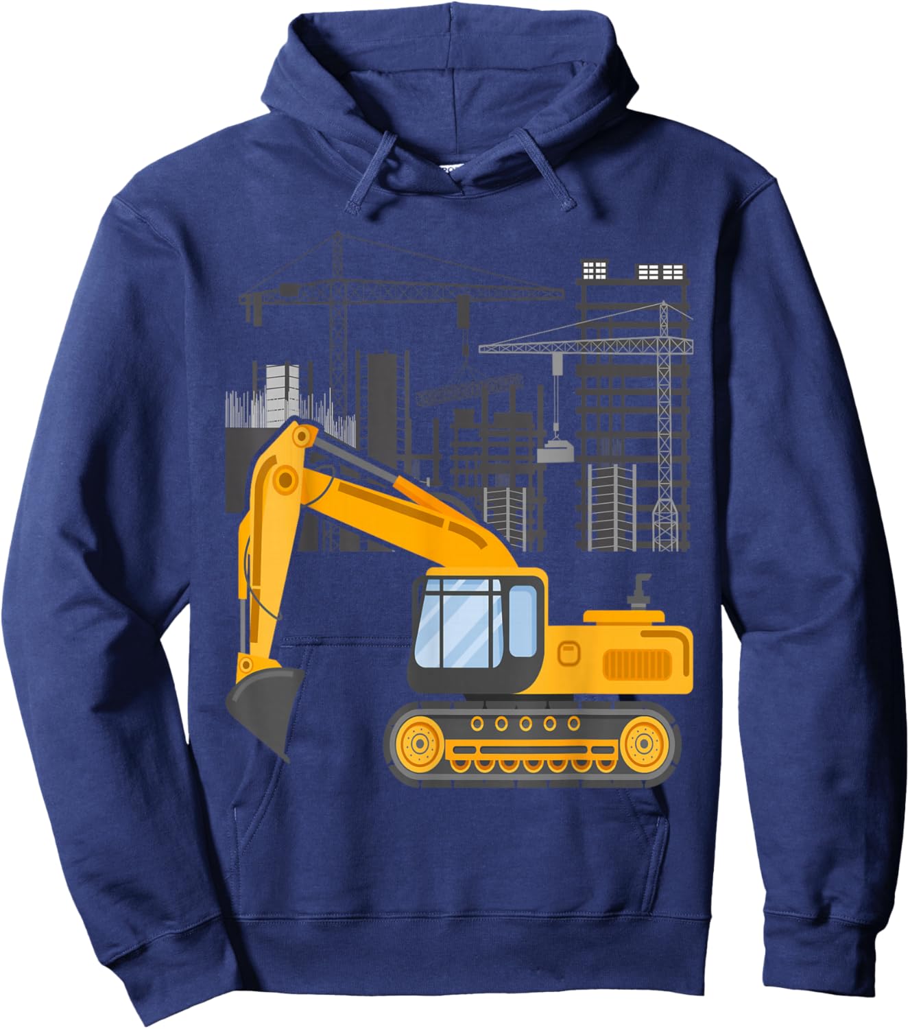 Construction Site Truck Driving Men Boys Excavator Hoodie - Hoodie | Navy