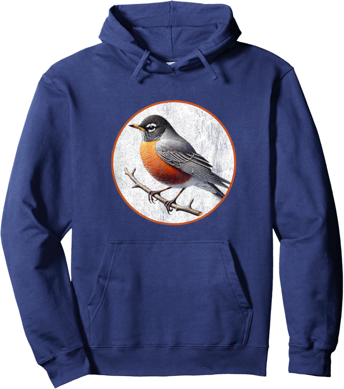 Colorful Retro American Robin Bird Design Hoodie - Hoodie | Navy