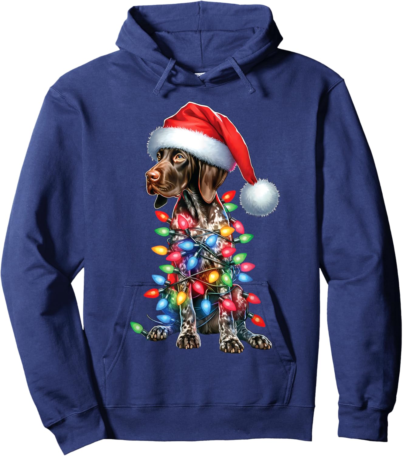 German Shorthaired PointerDog Lovers Santa Hat Christmas Hoodie - Hoodie | Navy