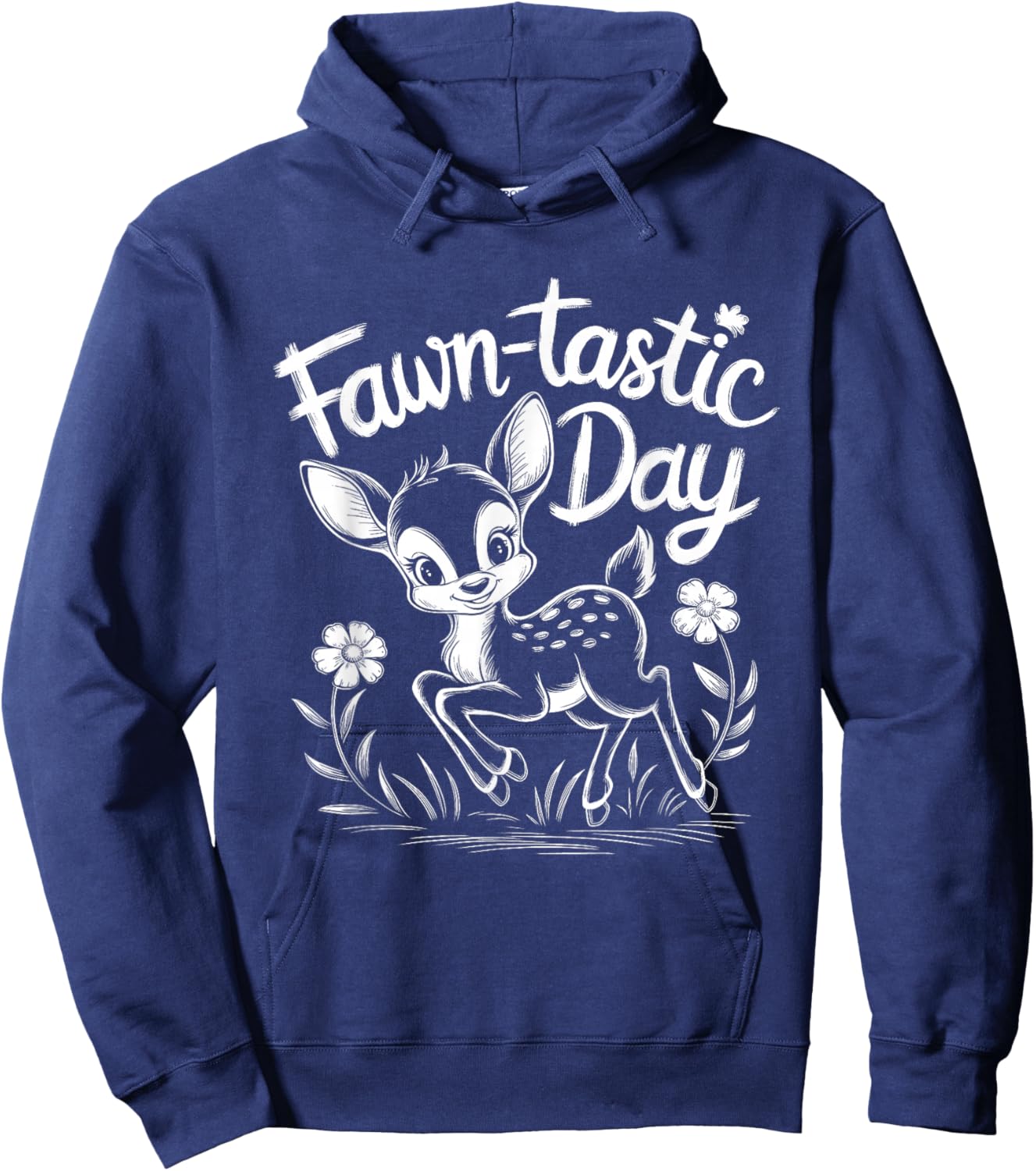 Fawn-tastic Day Cute Deer Humorous Design - Black - Small - - Short Sleeve - - All Seasons - Pull On - 1 Count Hoodie - Hoodie | Navy