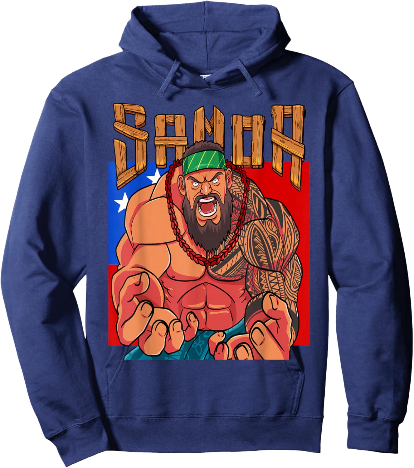 Samoan Pride Polynesian Warrior Samoa Flag Matai Hoodie - Hoodie | Navy