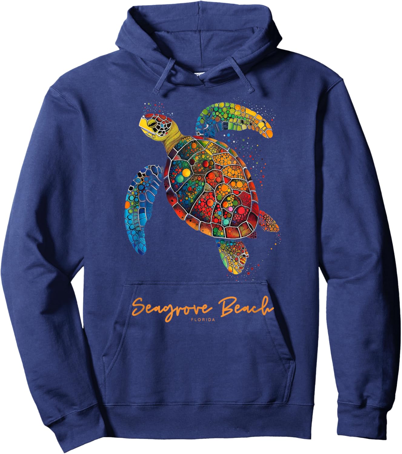 Seagrove Beach FL 30A Florida Vacation Vintage Sea Turtle Hoodie - Hoodie | Navy