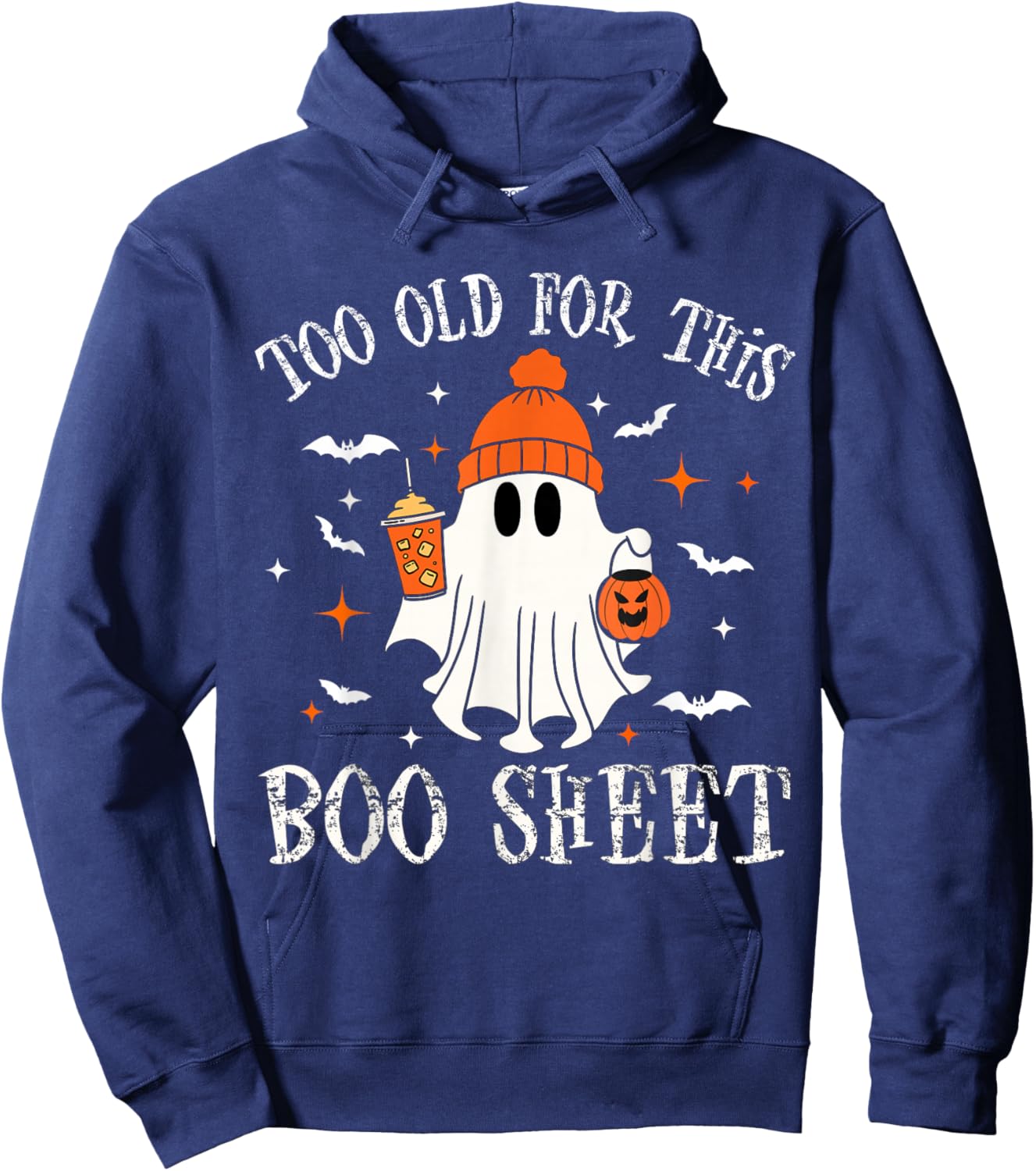 Too Old For This Boo Paper Ghost Halloween for Costume Hoodie - Hoodie | Navy