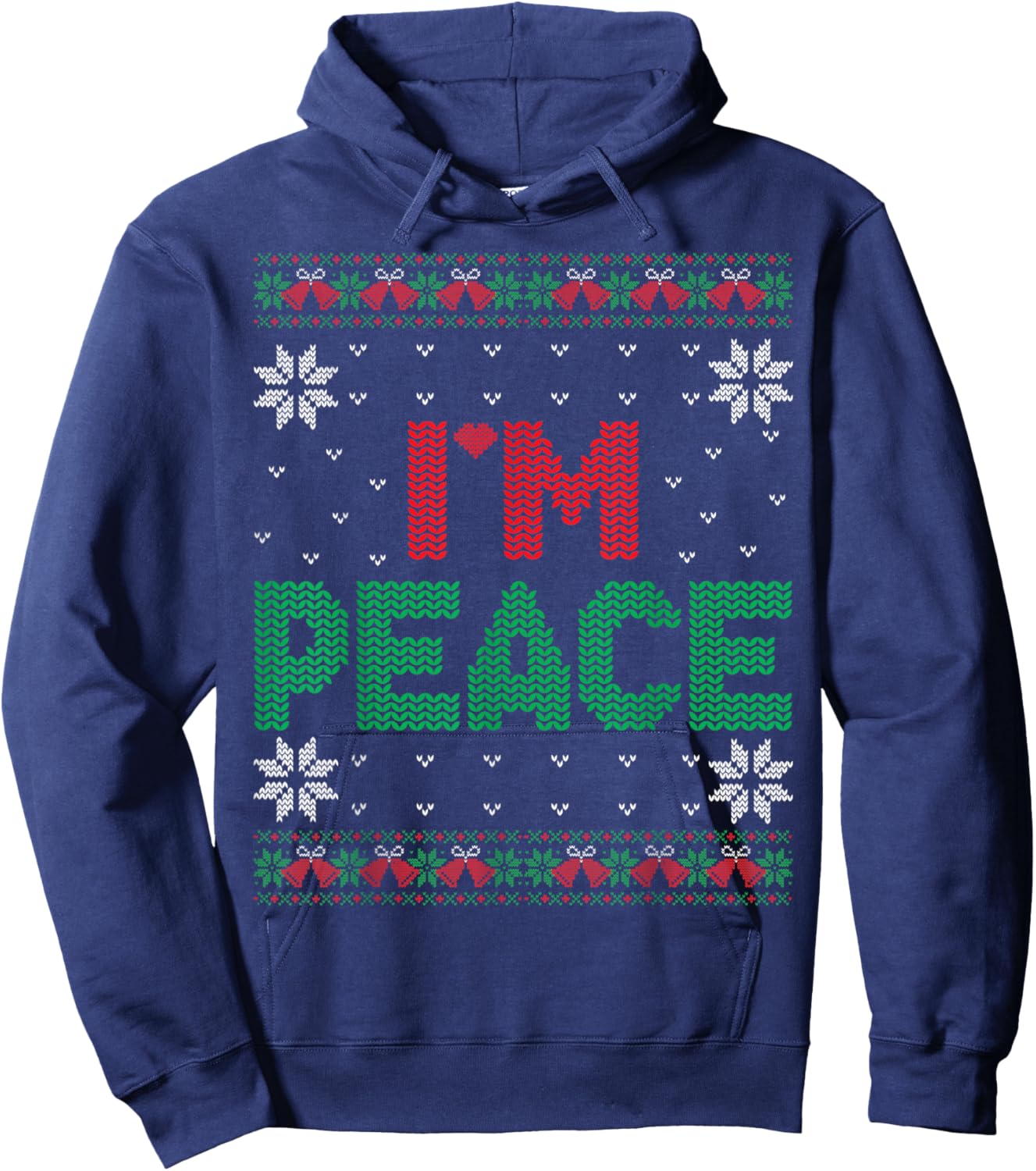 I Come In Peace I'm Peace Matching Ugly Christmas Sweater Hoodie - Hoodie | Navy