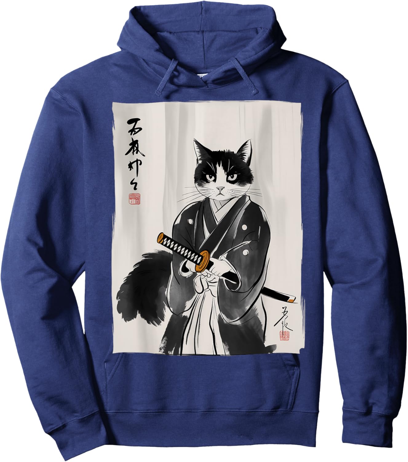 Samurai Cat Japanese Art Gifts For Cat Mom Cat Dad Cat Lover Hoodie - Hoodie | Navy
