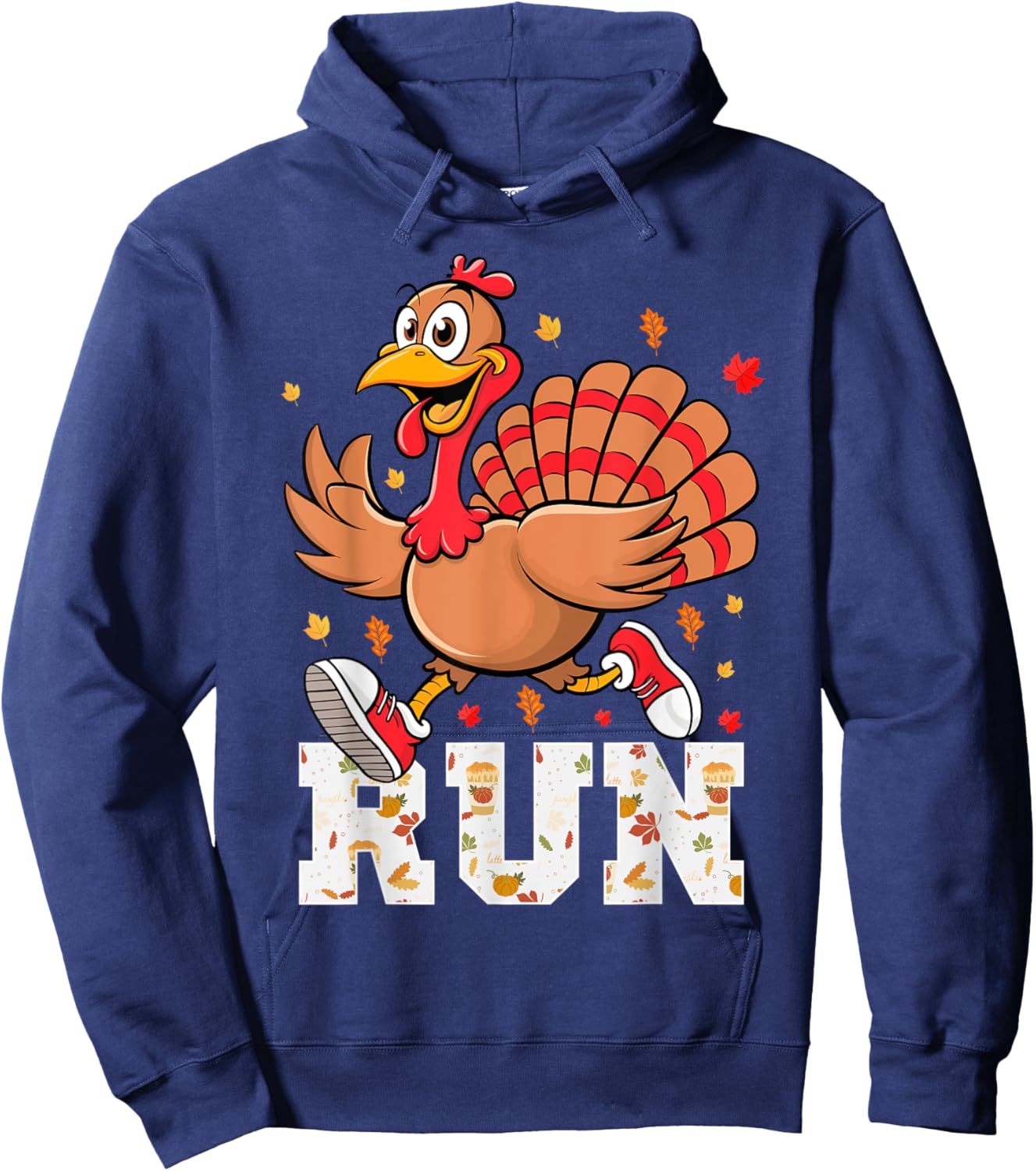 Turkey Run Costume Kids Thanksgiving Running Turkey Trot Hoodie - Hoodie | Navy