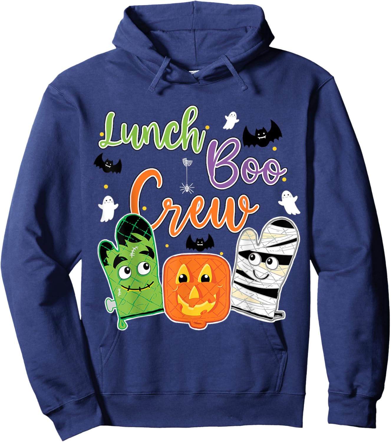 Funny Lunch Lady Boo Crew Halloween School Cafeteria Staff Hoodie - Hoodie | Navy