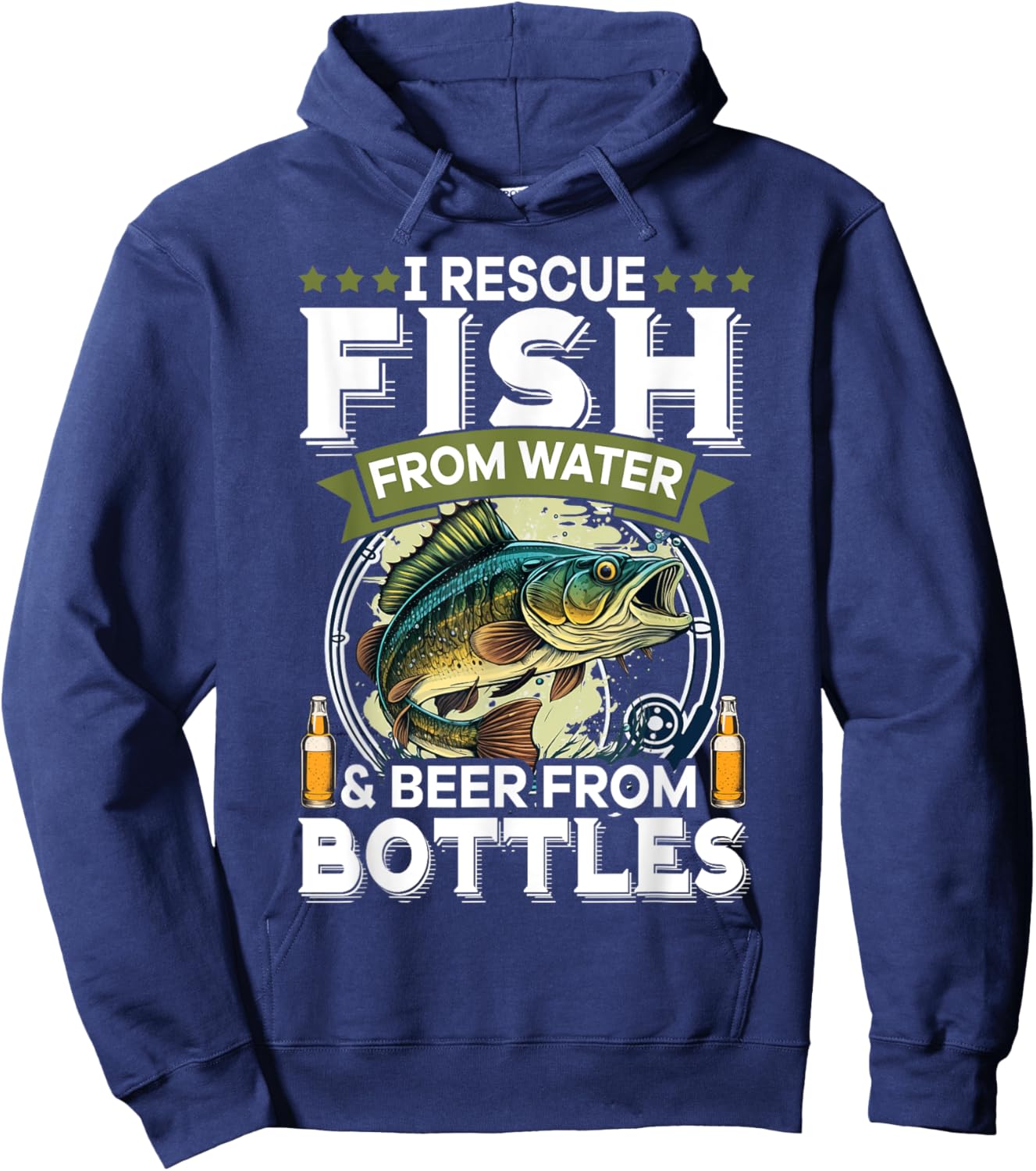 I Rescue Fish From Water and Beer From Bottles Hoodie - Hoodie | Navy
