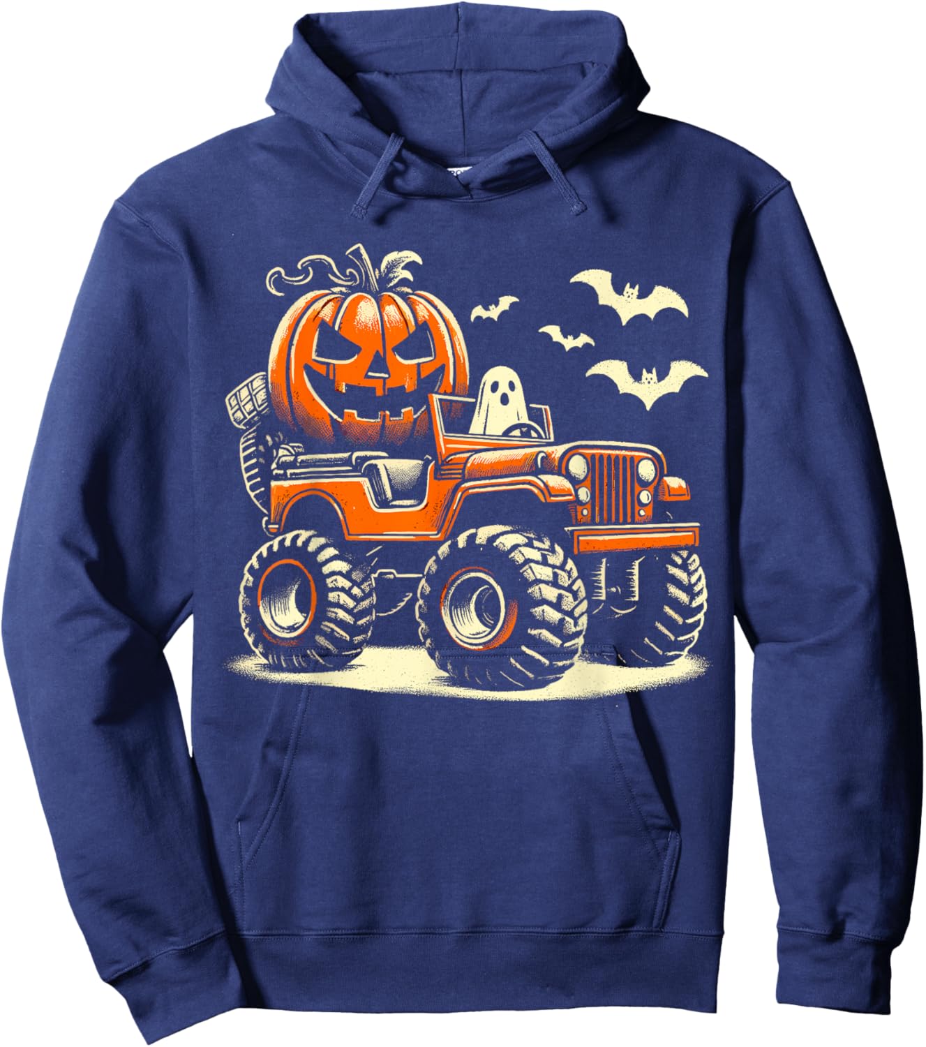 Halloween Monster Truck Dino Hoodie - Hoodie | Navy