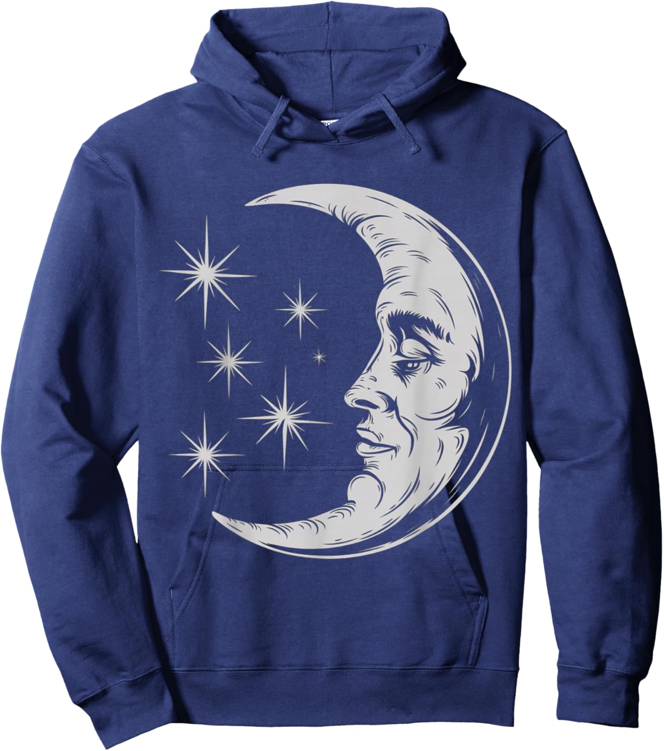 Bohemian Half Crescent Moon Face Hoodie - Hoodie | Navy