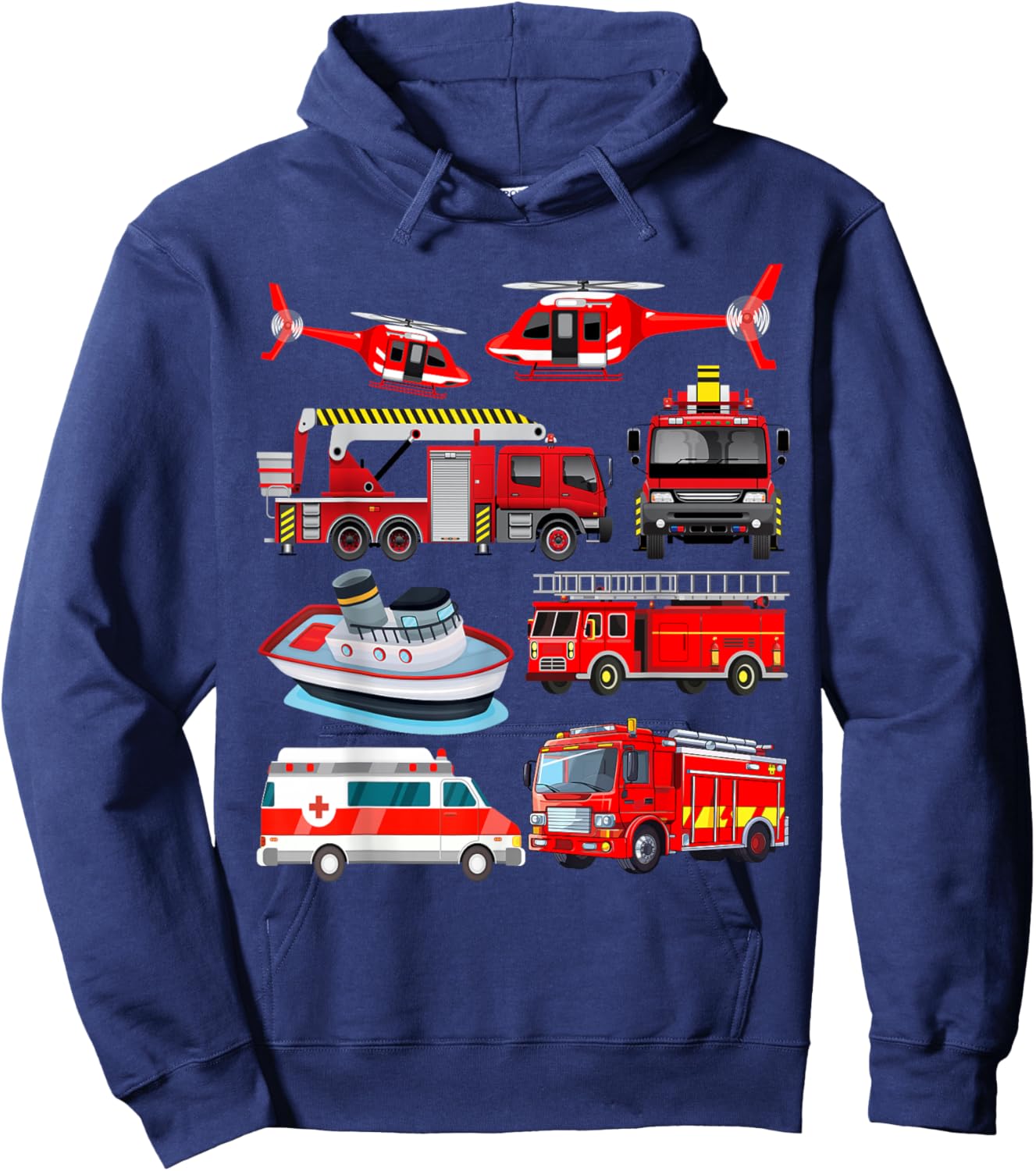 Firetruck Boys Men Firefighter Fireman Fire Engine Truck Hoodie - Hoodie | Navy