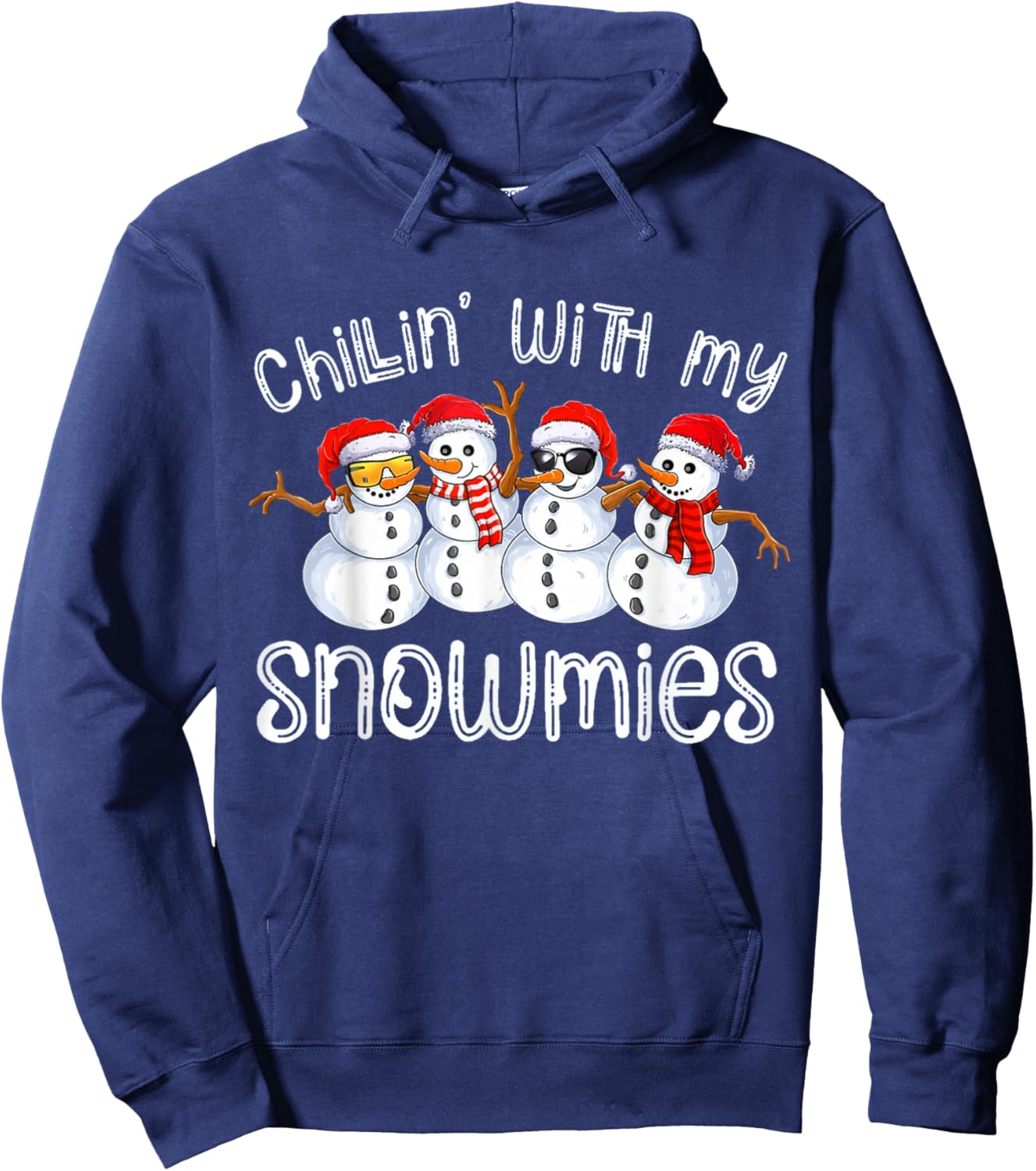 Chillin With My Snowmies Funny Snowman Christmas Kids Boys Hoodie - Hoodie | Navy