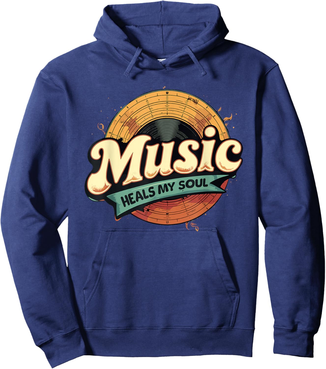 Music Heals My Soul Retro Music Lover Hoodie - Hoodie | Navy