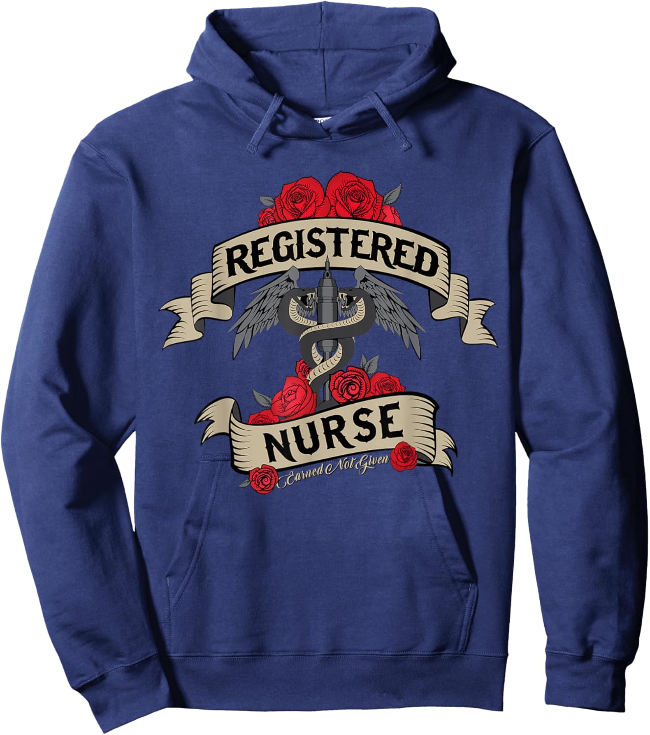 Registered Nurse RN Earned Not Given Design for Nurses Hoodie - Hoodie | Navy