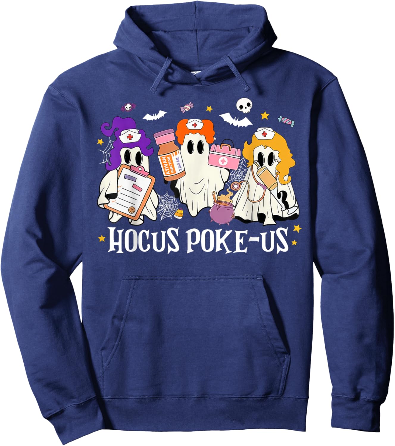 Hocus Poke-us Witch Nurse Halloween Medical Lab Tech Spooky Hoodie - Hoodie | Navy