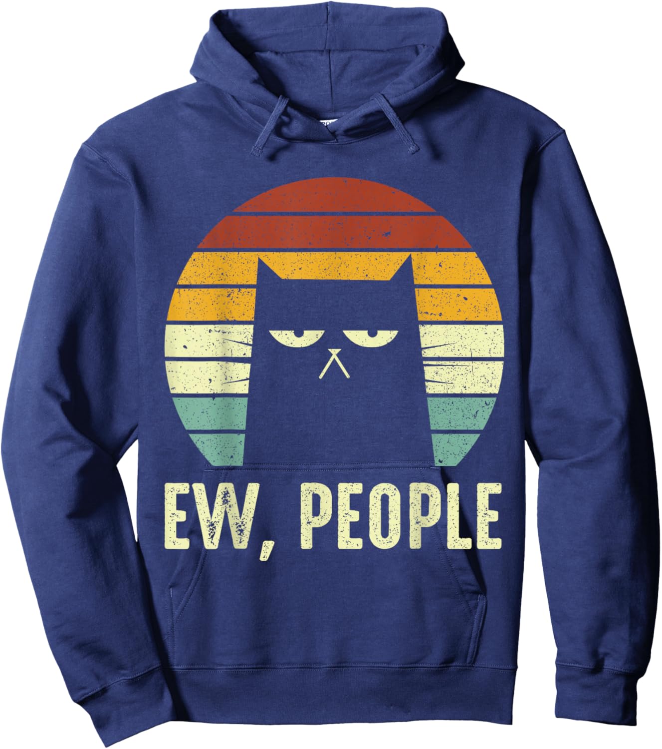 Ew People Retro Funny Black Cats Funny Meowy Hoodie - Hoodie | Navy