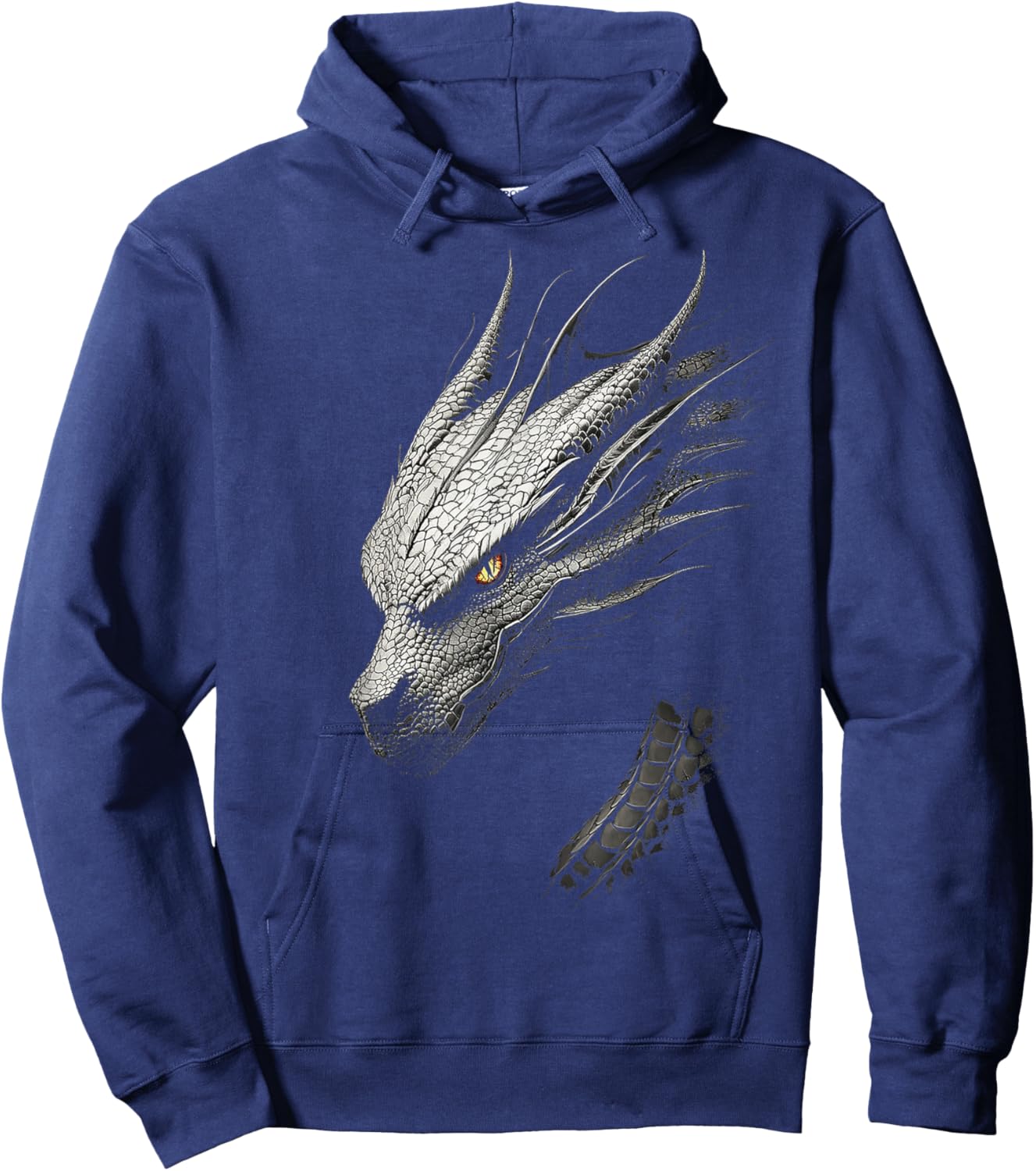 Silver Dragon Graphic Mythical Artwork Silver Dragon Hoodie - Hoodie | Navy