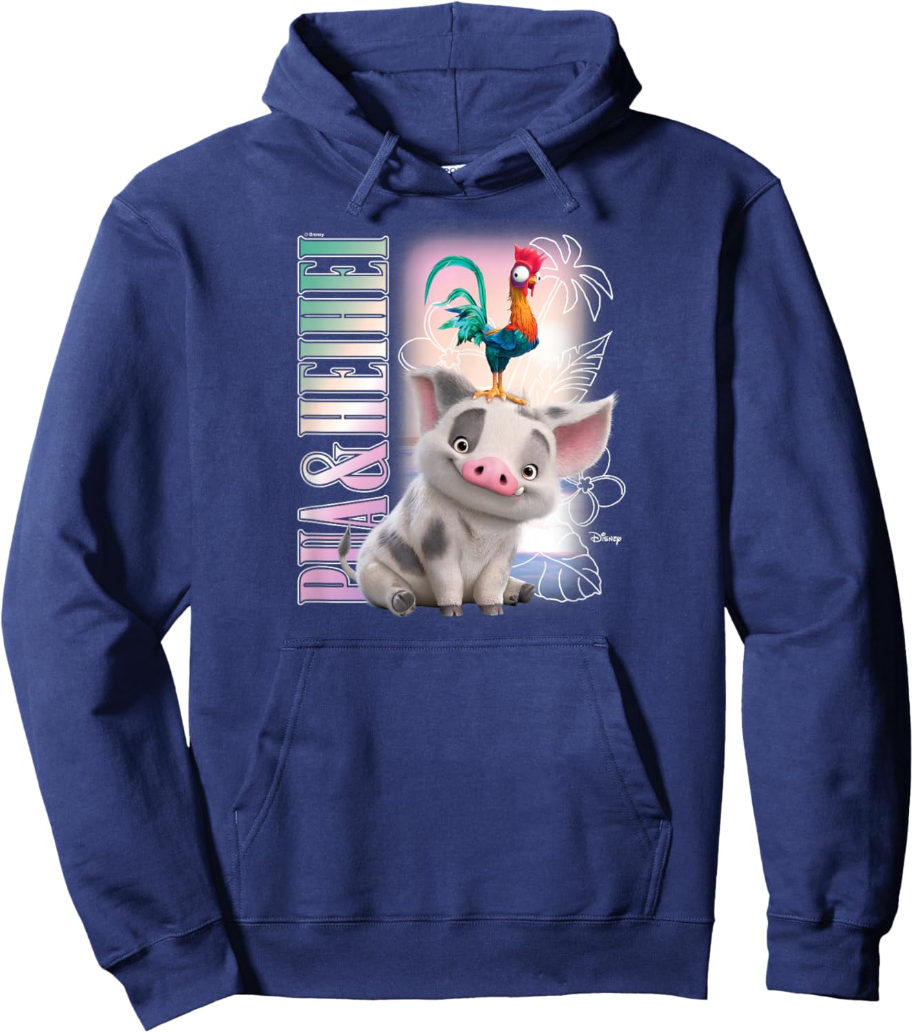 Moana 2 - Hei Hei and Pua Retro Bootleg Hoodie - Hoodie | Navy
