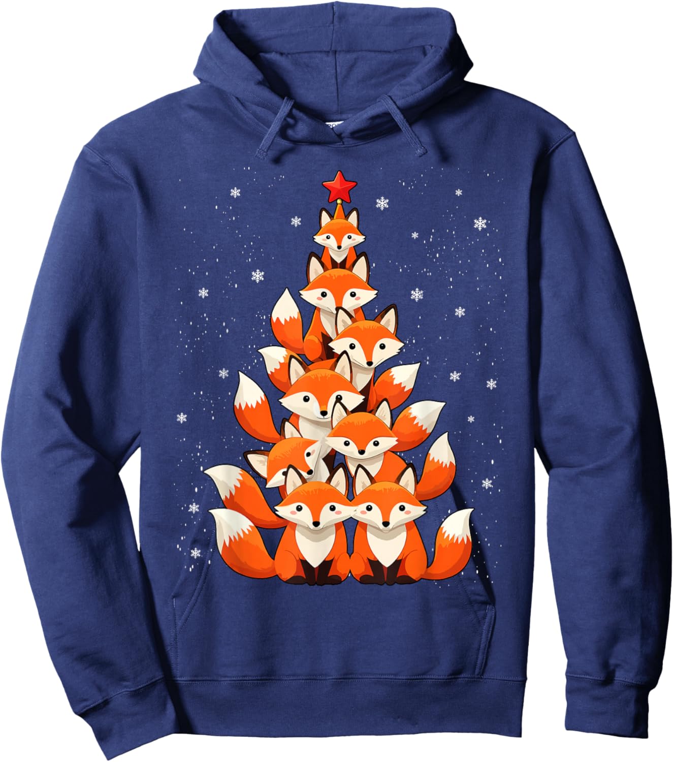 Fox Christmas Tree Fox Xmas Tree and Boys Hoodie - Hoodie | Navy