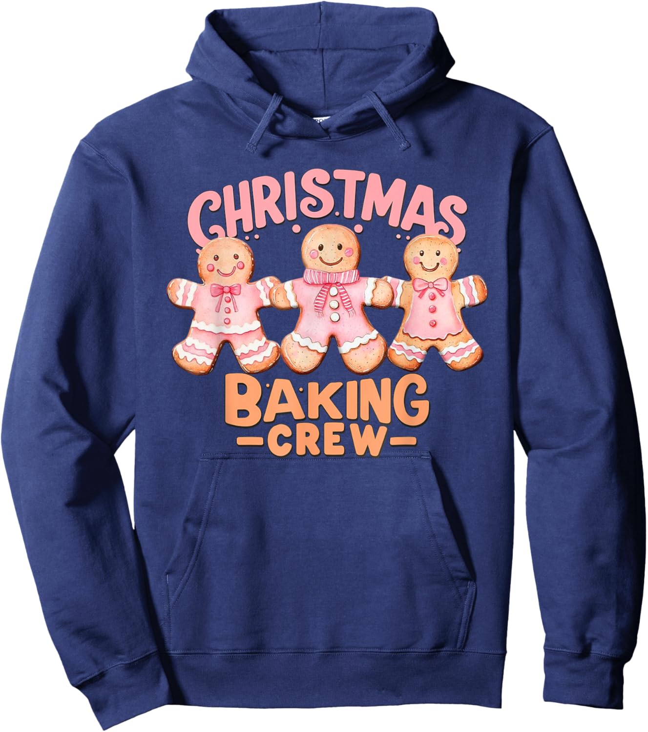 Christmas Baking Crew Pink Gingerbread Cookie Family Baking Hoodie - Hoodie | Navy