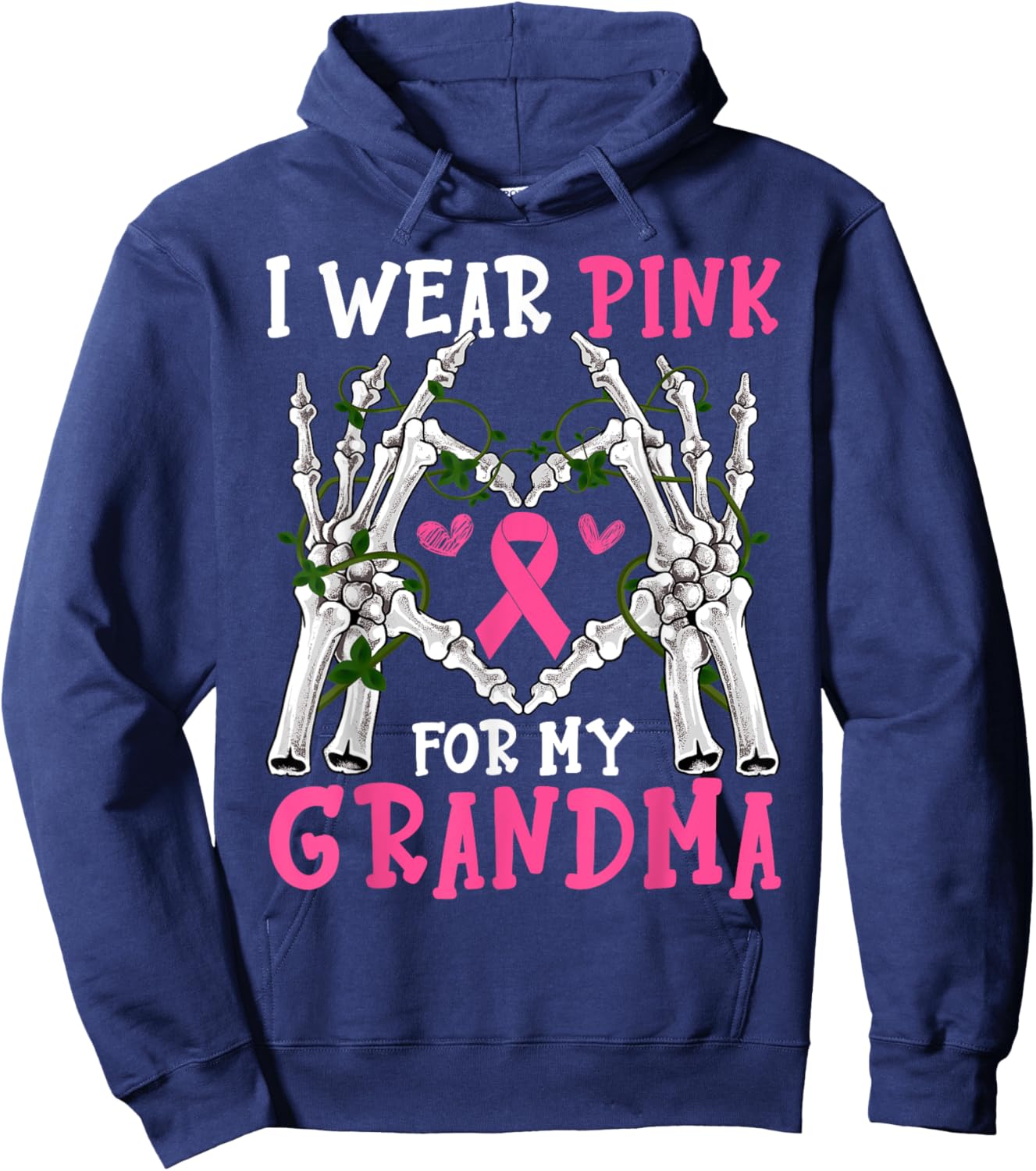 I Wear Pink For My Grandma Breast Cancer Awareness Halloween Hoodie - Hoodie | Navy