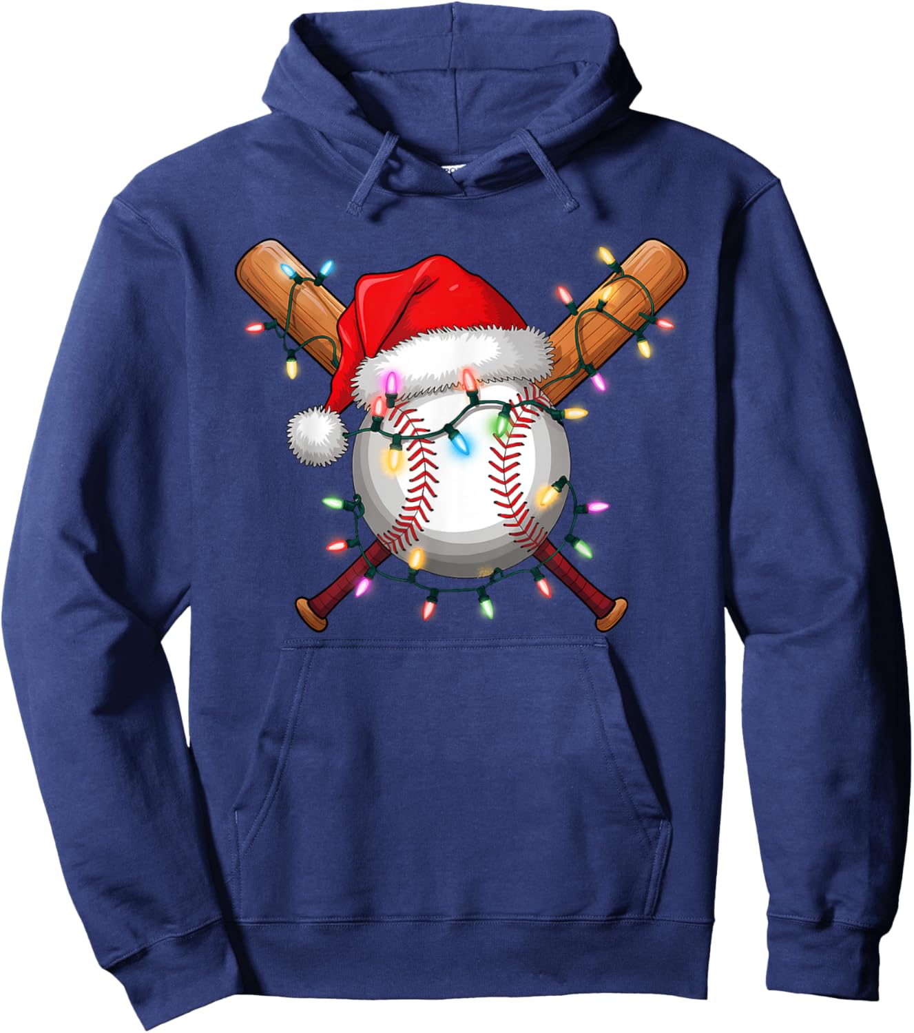 Christmas Baseball Player Santa Hat Sports Men Boys Hoodie - Hoodie | Navy