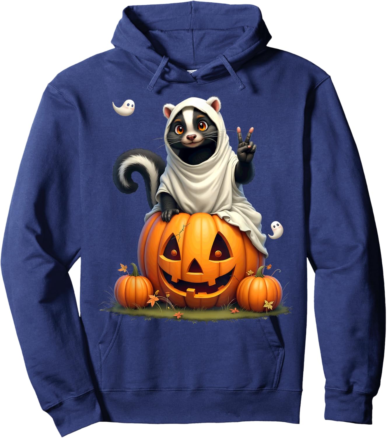 Pumpkin Boo Ghost Skunk Halloween Costume Hoodie - Hoodie | Navy