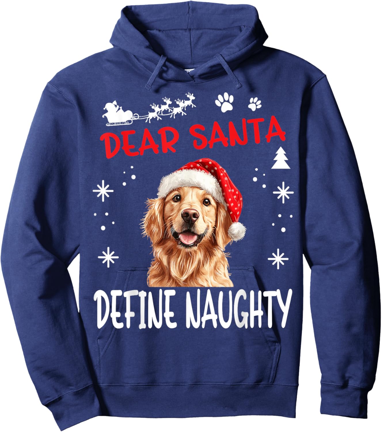Cute Golden Retriever Dog Christmas Dear Santa Define Hoodie - Hoodie | Navy