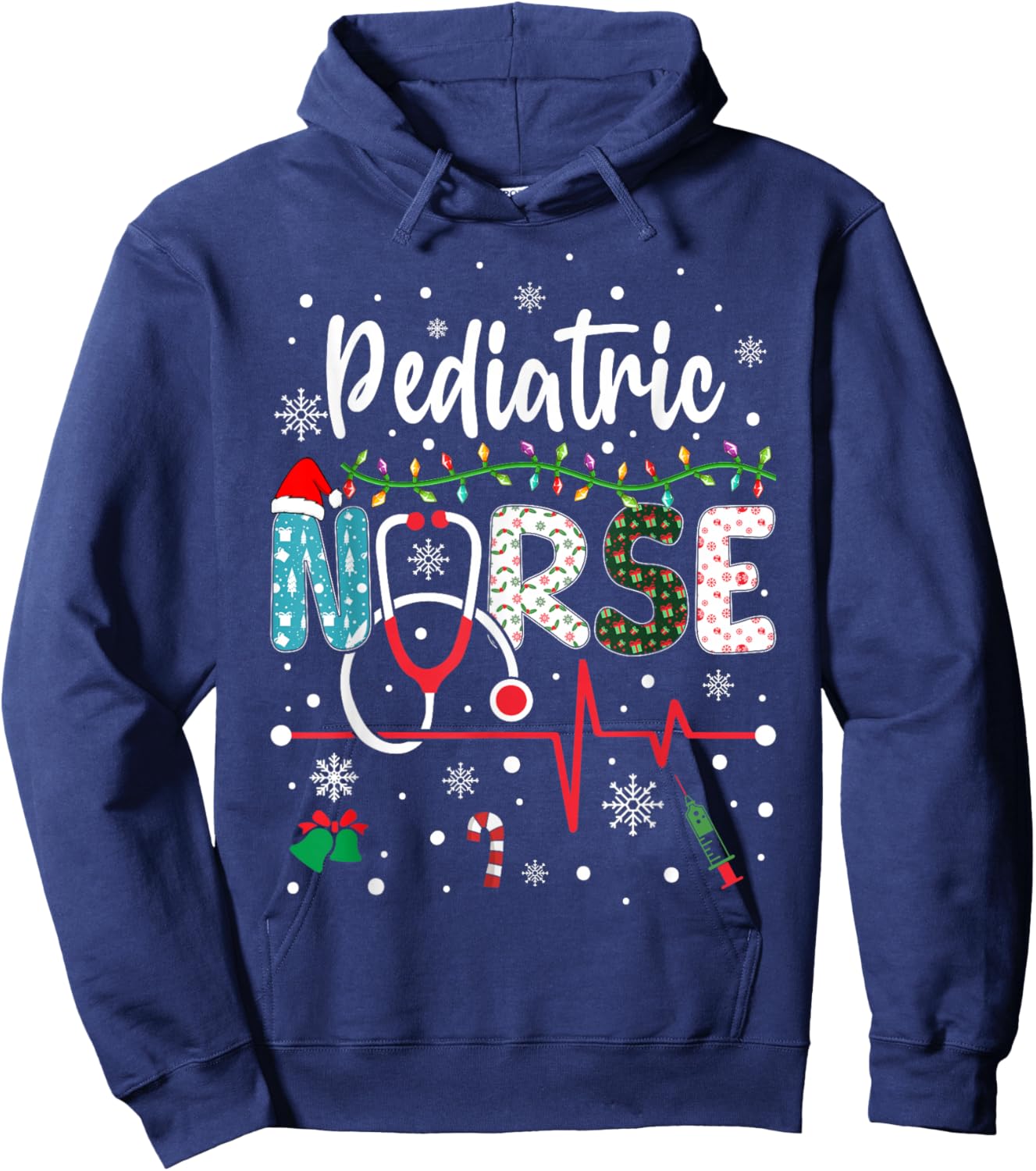 Merry Christmas Nurse Pediatric Nurse Christmas Hoodie - Hoodie | Navy