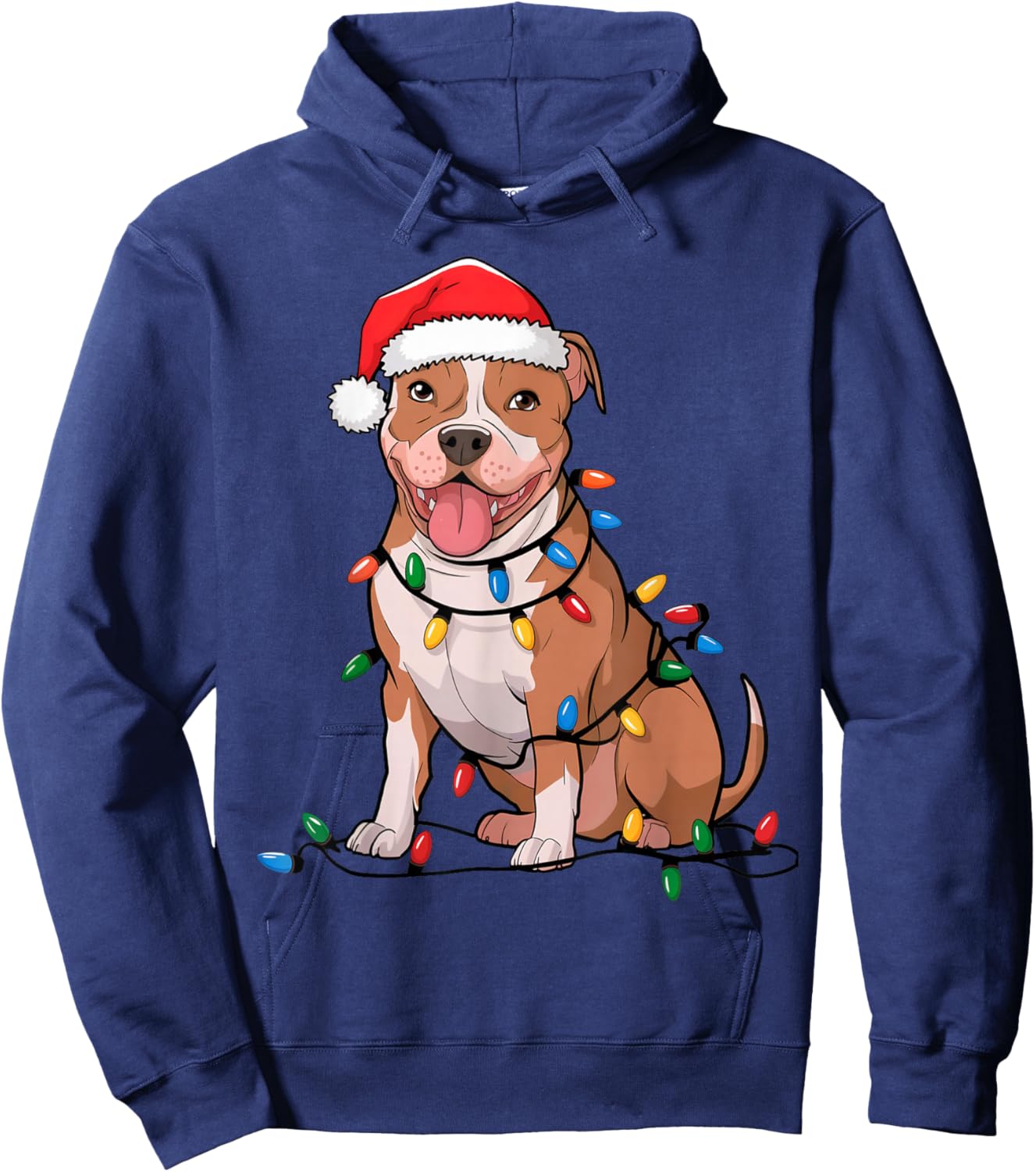 American Pit Bull Terrier Christmas Lights Xmas Dogs Gifts Hoodie - Hoodie | Navy