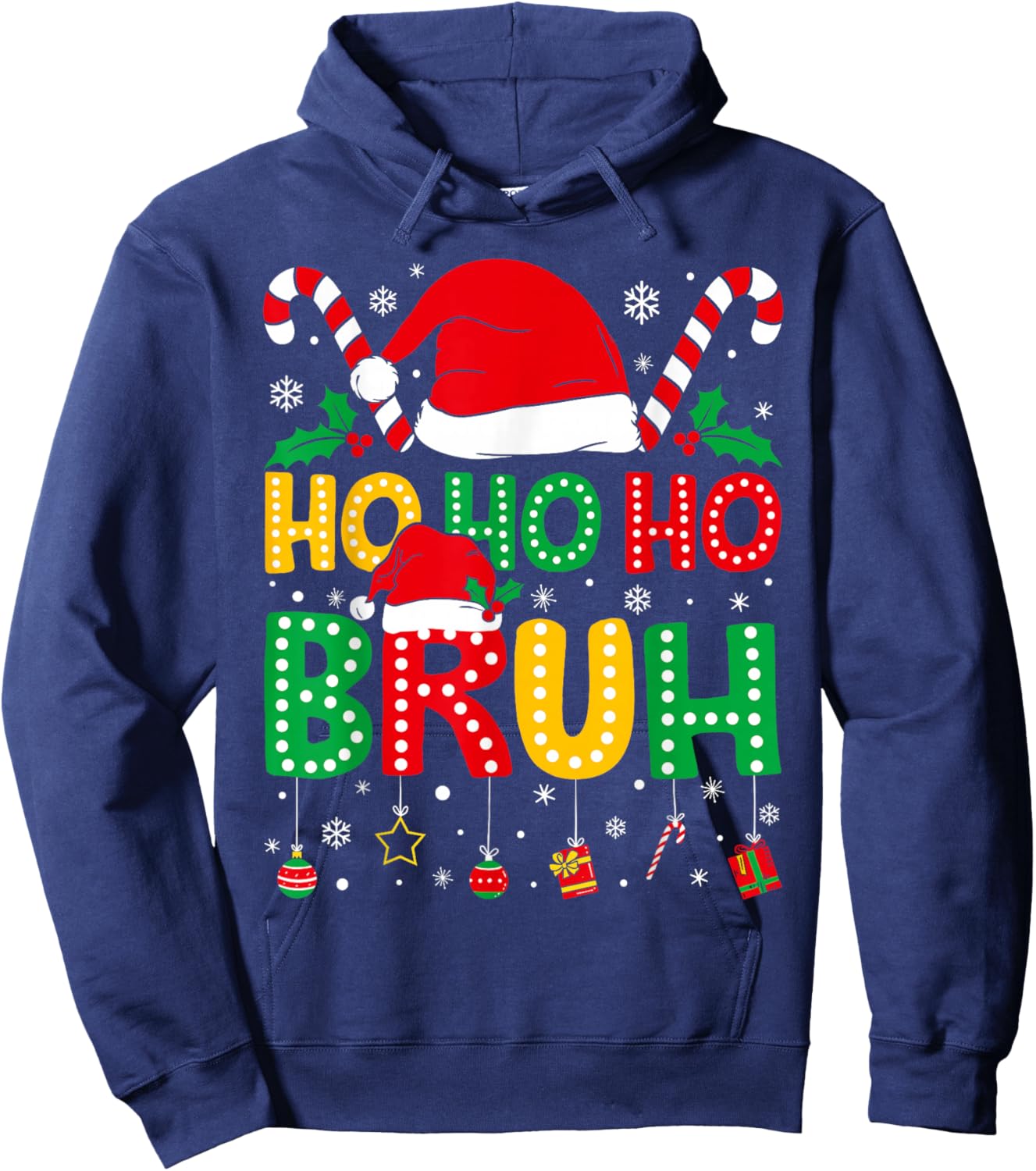 Ho Ho Ho Bruh Funny Christmas Teens Boys Kids Xmas Pajamas Hoodie - Hoodie | Navy