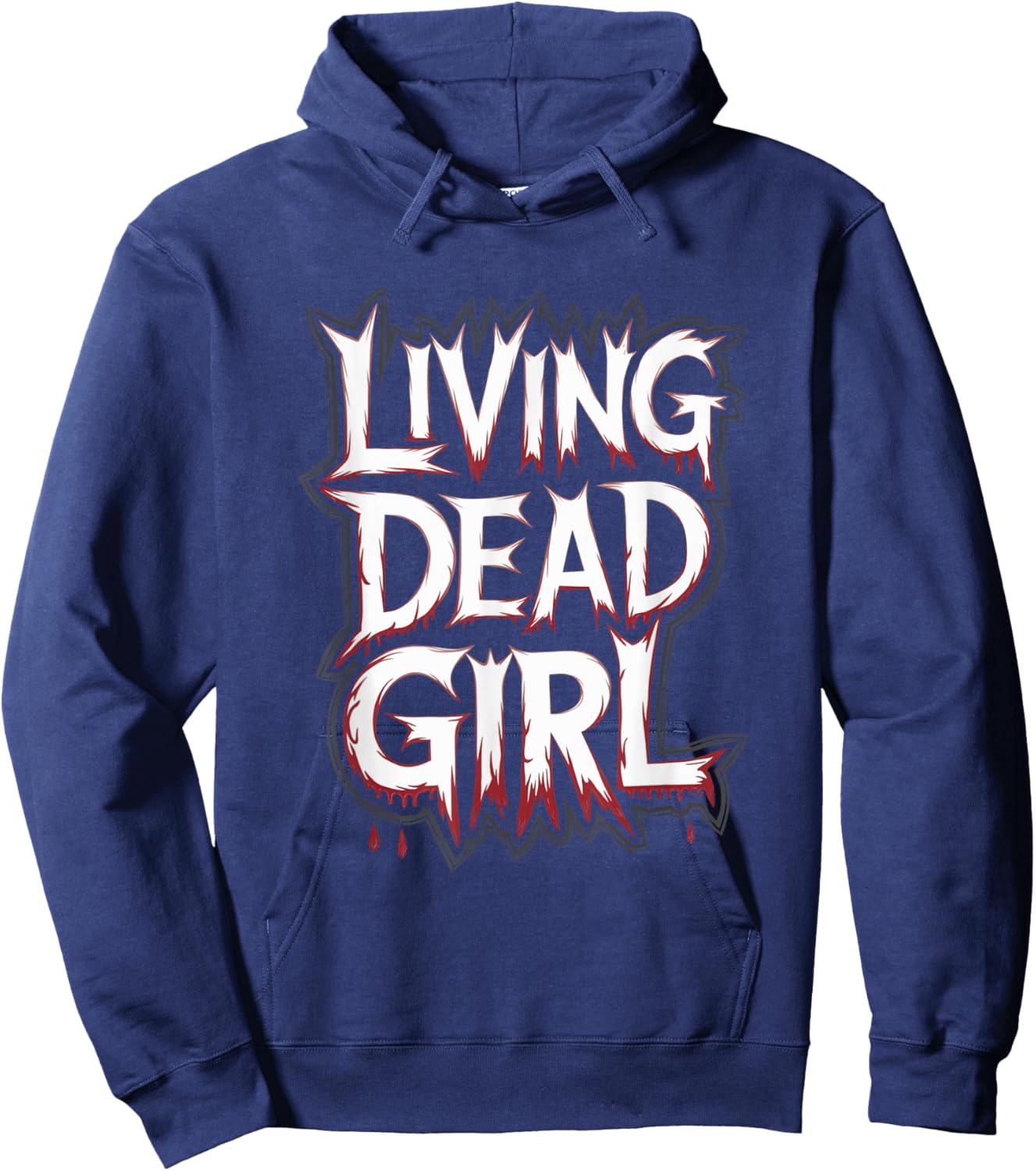Dripping Blood Zombie Movie Living Dead Girl Halloween Hoodie - Hoodie | Navy