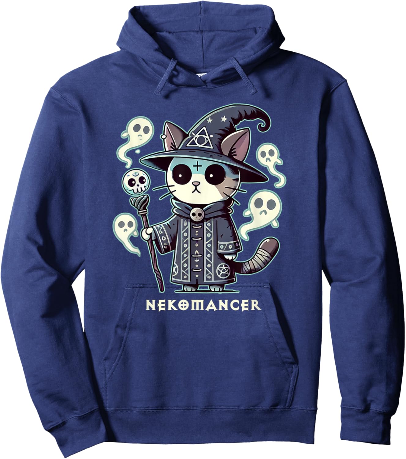 RPG Cat Nekomancer | Neko Cat ARPG Necromancer RPG Gamer LARP D20 - Black, Small, Short Sleeve, -Adults and -Kids Hoodie - Hoodie | Navy