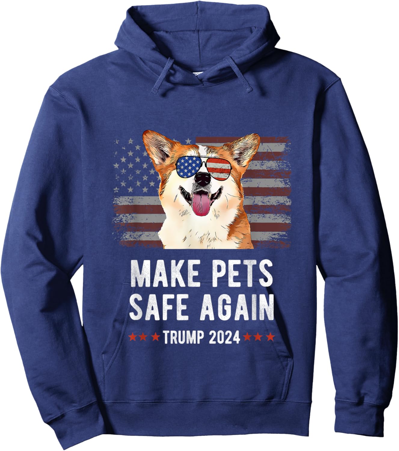 Make Pets Safe Again Corgi Dog Trump 2024 Women Hoodie - Hoodie | Navy