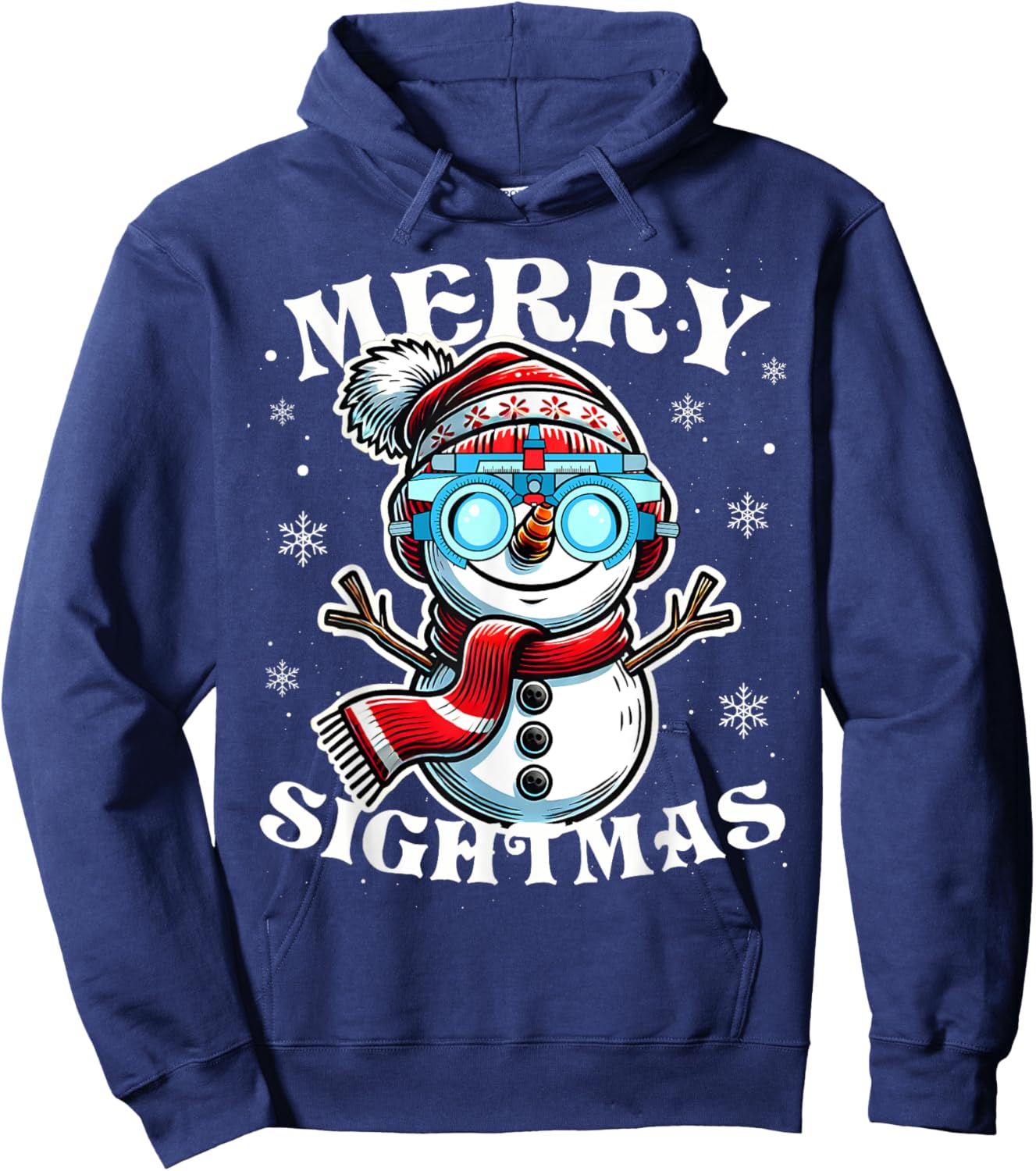 Merry Sightmas Snowman Optometry Christmas Shirt Eye Doctor Hoodie - Hoodie | Navy