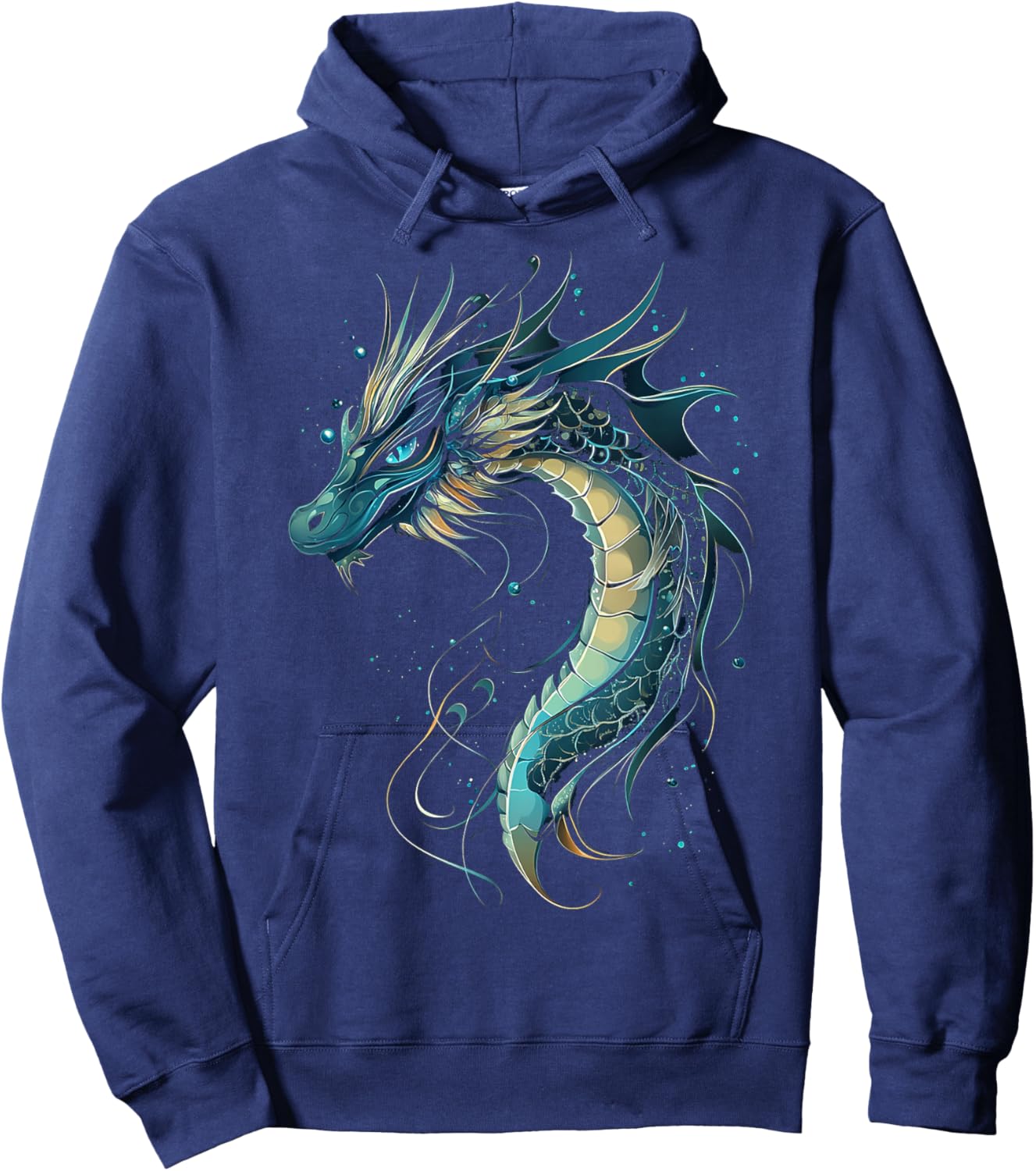 Sea Dragon Motif Mythical Illustration Sea Dragon Hoodie - Hoodie | Navy