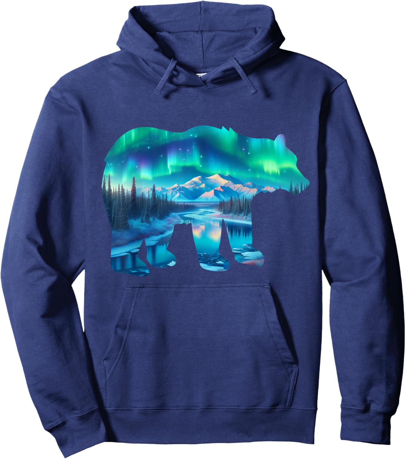 Alaska Northern Lights Aurora Borealis Denali National Park Hoodie - Hoodie | Navy
