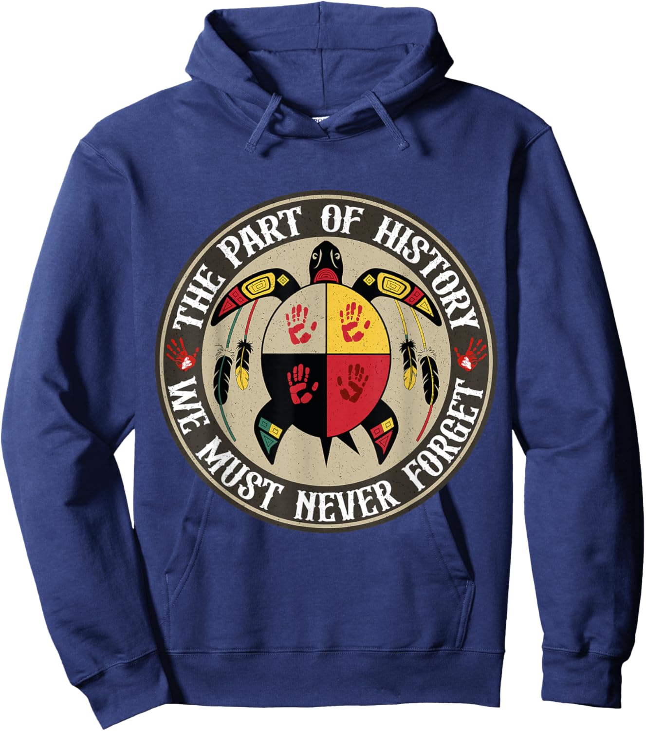 Medicine Wheel Turtle MMIW Native Americans Hoodie - Hoodie | Navy