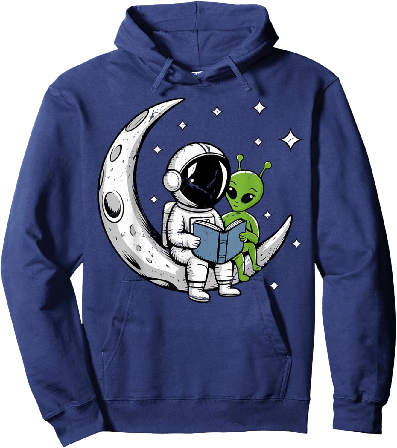 Astronaut Reading Book to Alien Moon Space Astronomy Hoodie - Hoodie | Navy