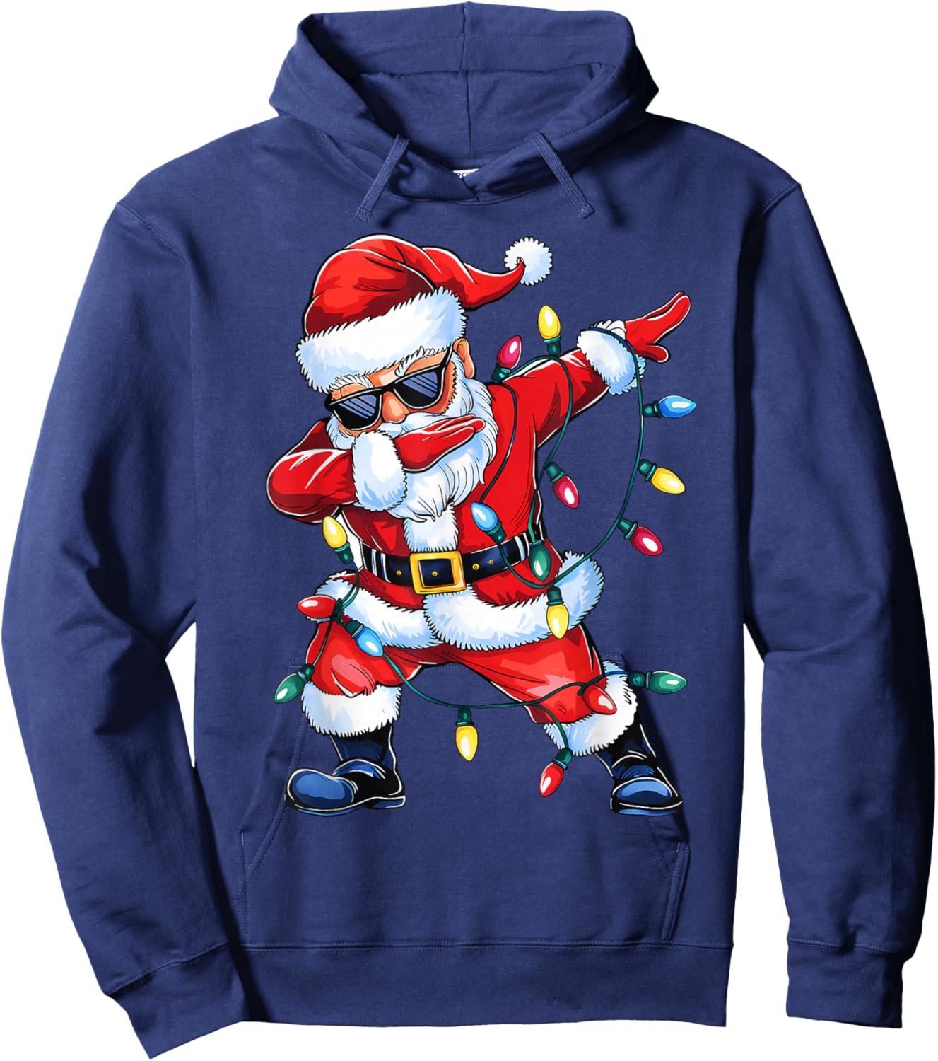 Dabbing Santa Xmas Light Girls Boys Kids Funny Christmas Hoodie - Hoodie | Navy