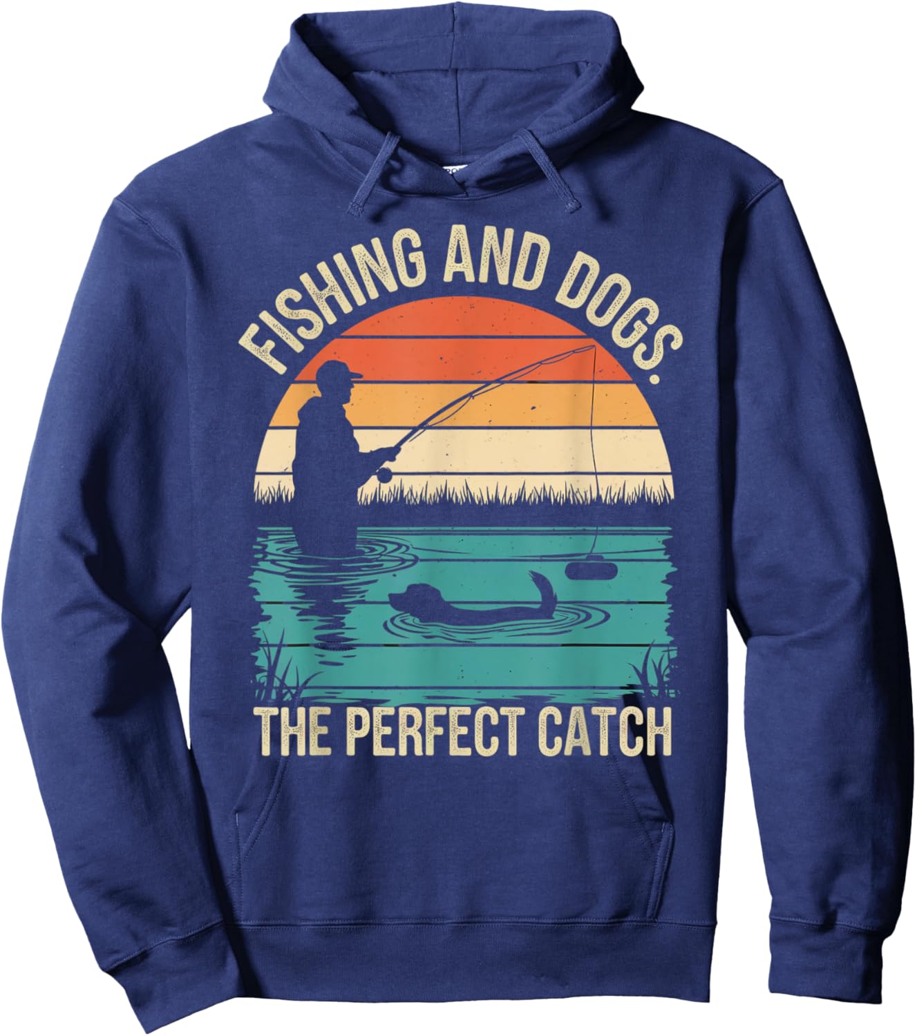 Fishing and dogs:The perfect catch Dog Fisherman Men Present Hoodie - Hoodie | Navy