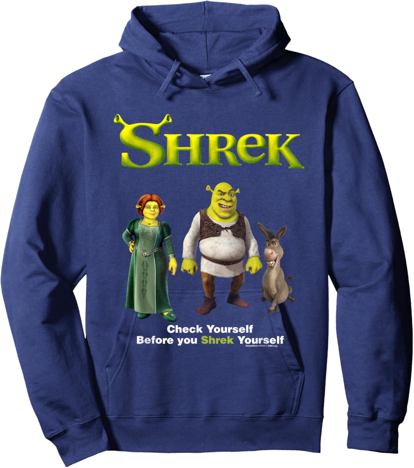 Shrek Check Yourself Before You Shrek Yourself Chest Logo Hoodie - Hoodie | Navy