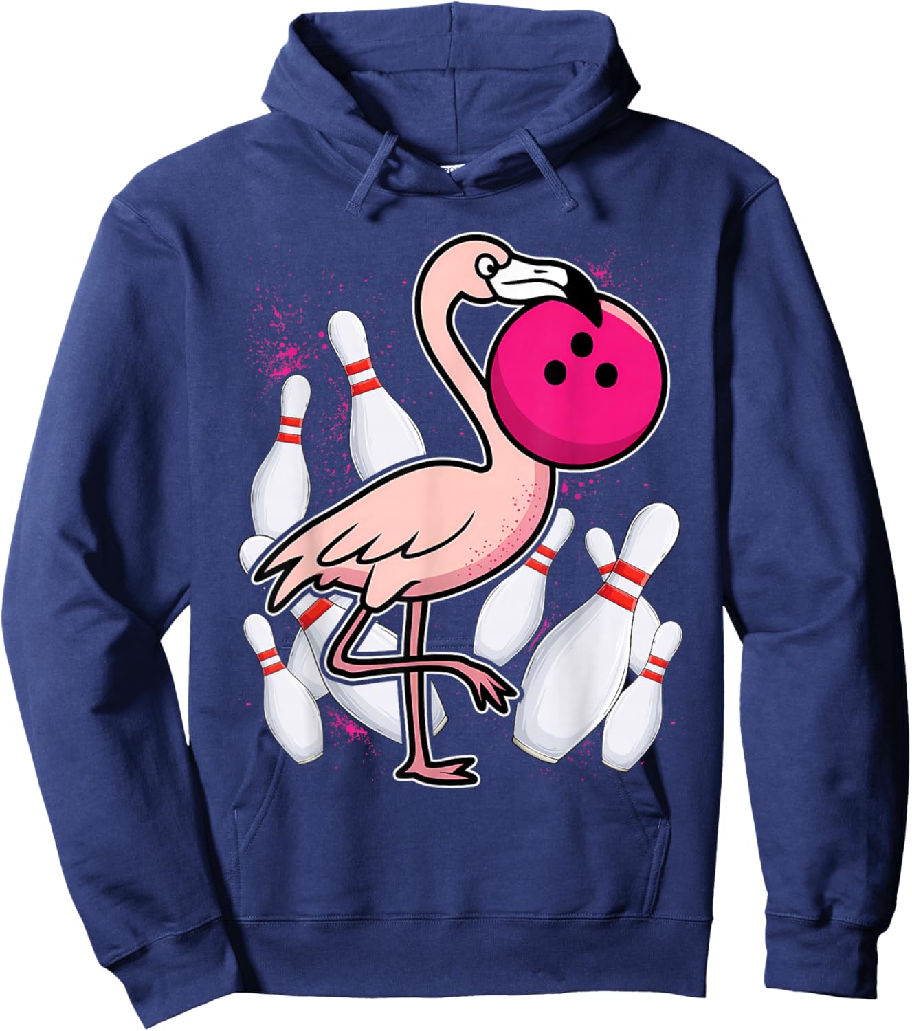 Flamingo Pink Bowling Ball - Funny Bowl Hoodie - Hoodie | Navy