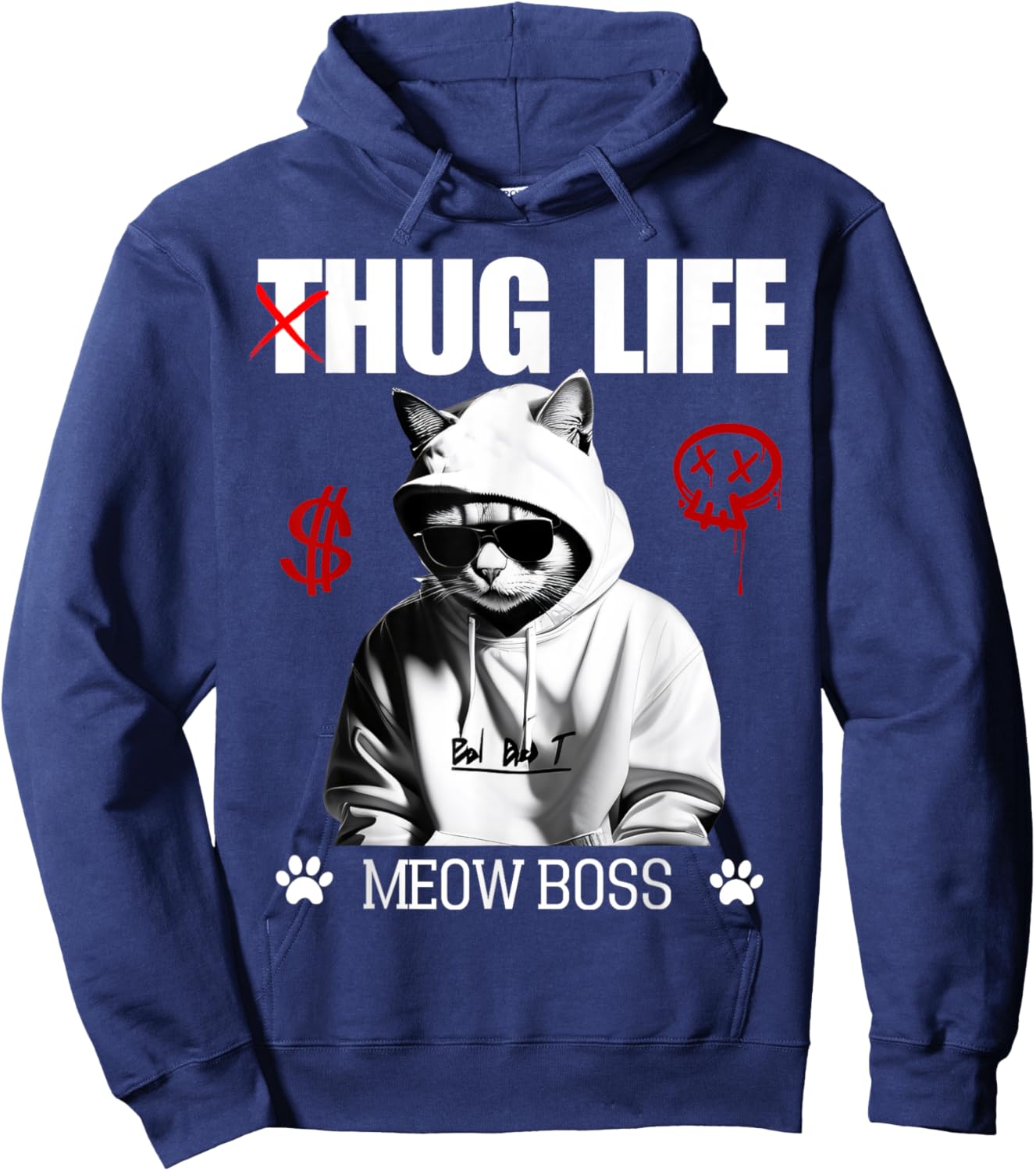 Cute Cat Hug Life Funny Thug Gangster Hiphop Kitten Lovers Women Hoodie - Hoodie | Navy