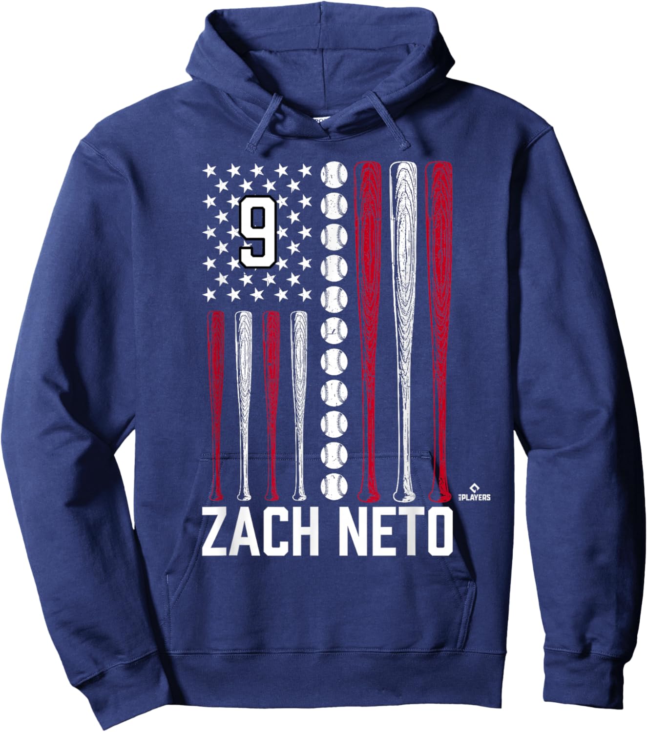 Baseball American Flag Zach Neto Los Angeles Baseball MLBPA Hoodie - Hoodie | Navy