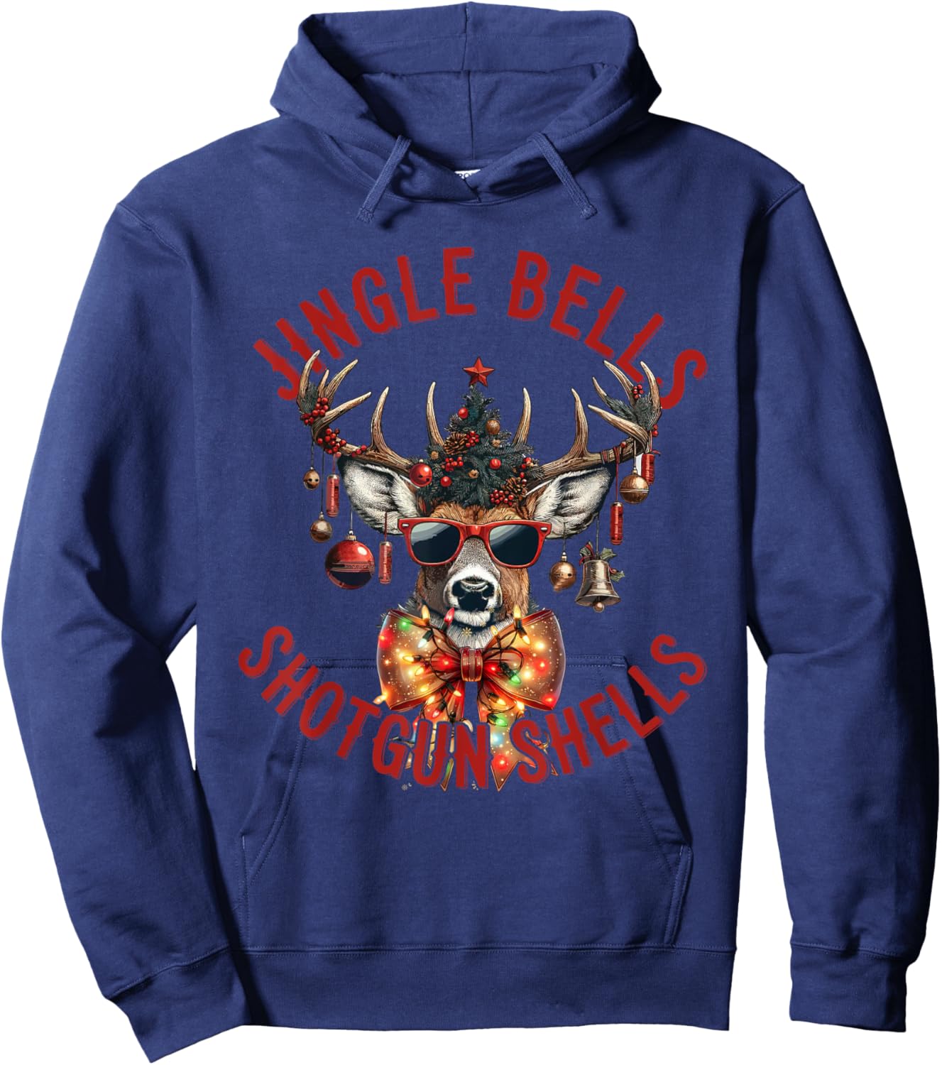 Jingle Bells Shotgun Shells, Christmas Deer hunt Hunting Hoodie - Hoodie | Navy