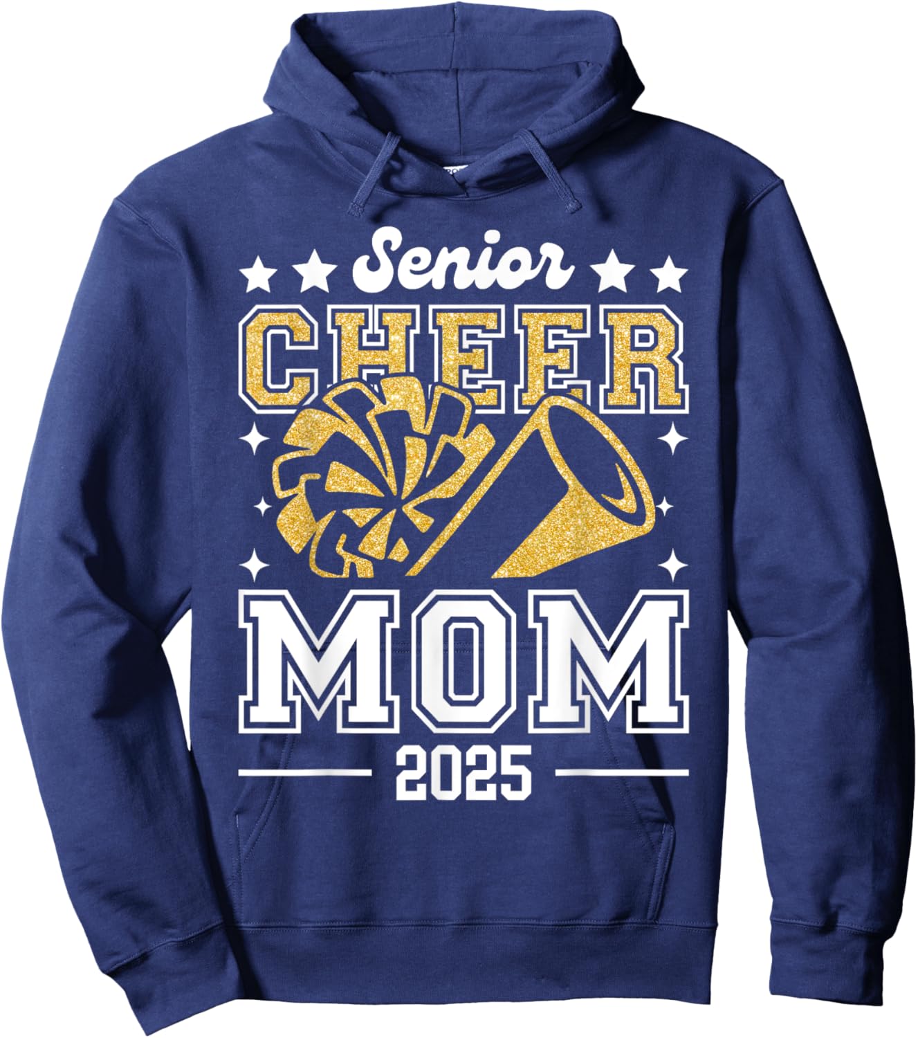 Senior Cheer Mom 2025 Graduation Support Cheerleader Hoodie - Hoodie | Navy