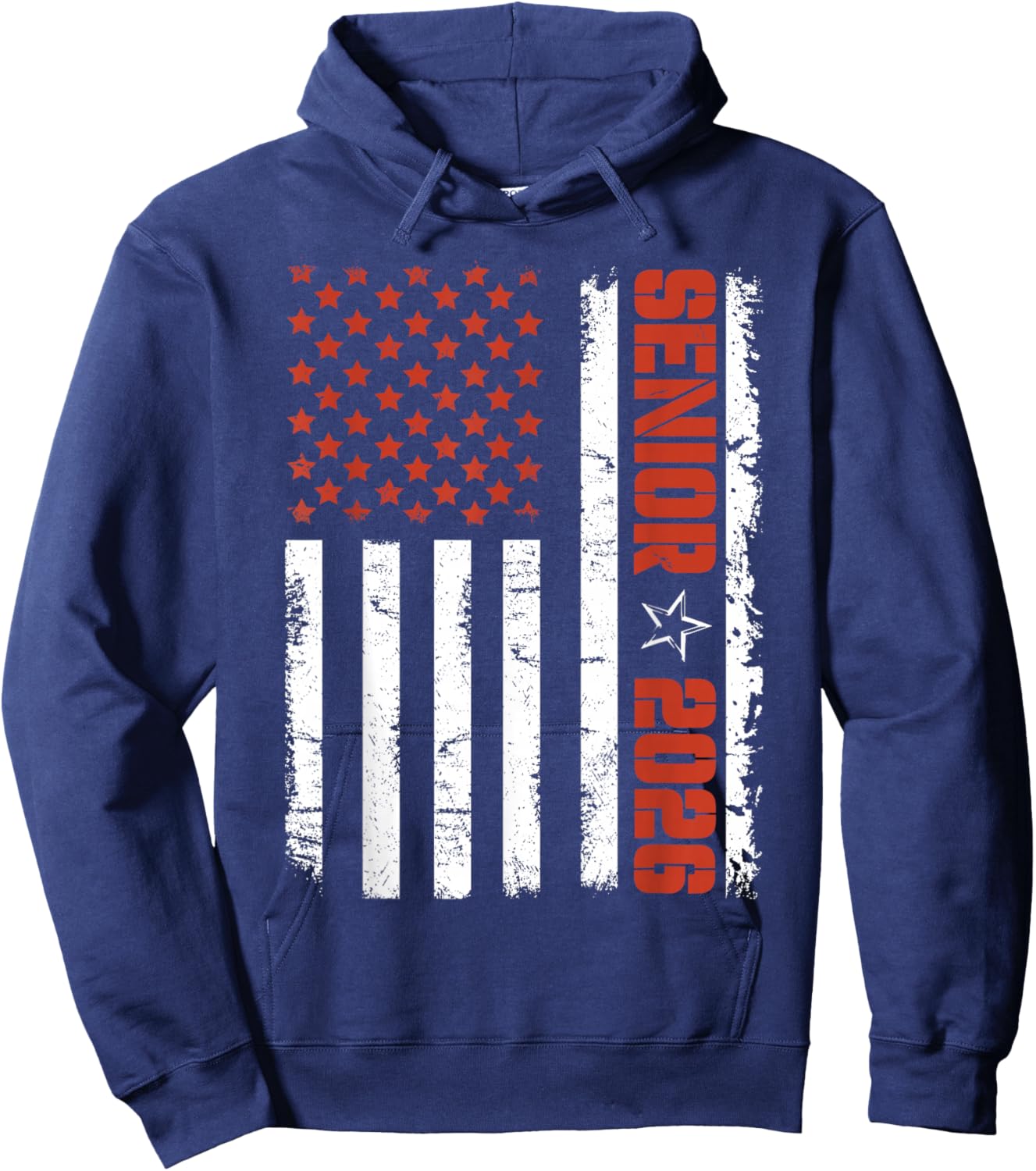 Patriotic Senior 2026 American Flag Class of 2026 Graduation Hoodie - Hoodie | Navy