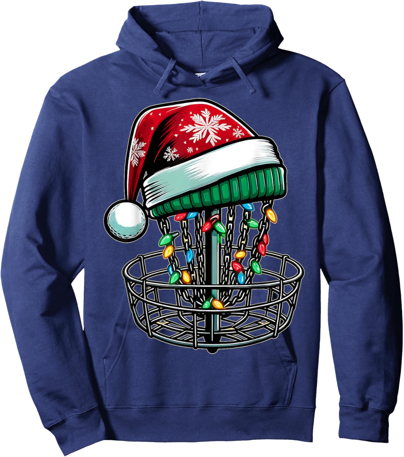 Disc Golf Disc Golfing Disc Golfer Christmas Hat Xmas Hoodie - Hoodie | Navy