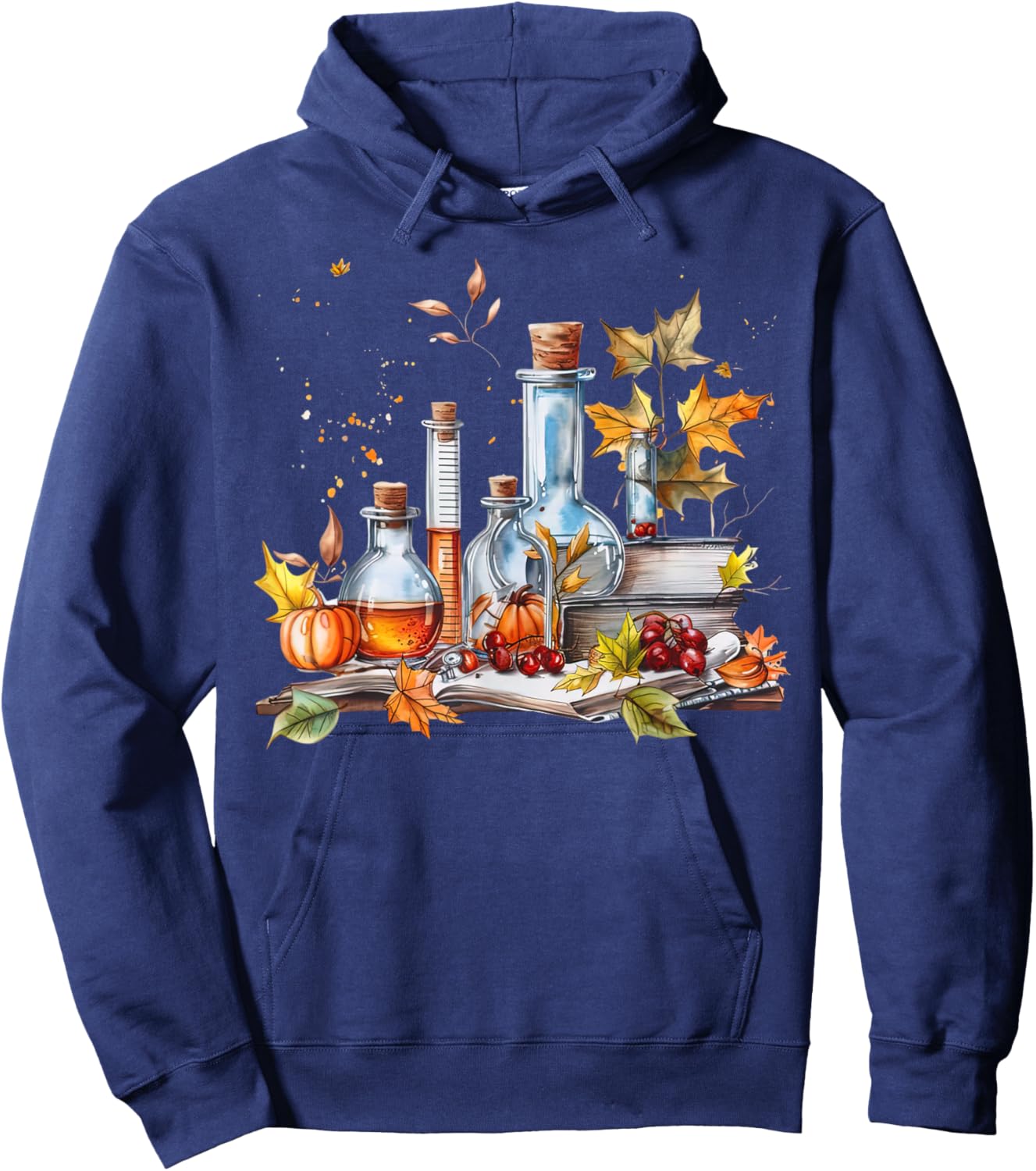 Laboratory Beakers Fall Leaves Chemist Medical Lab Autumn Hoodie - Hoodie | Navy